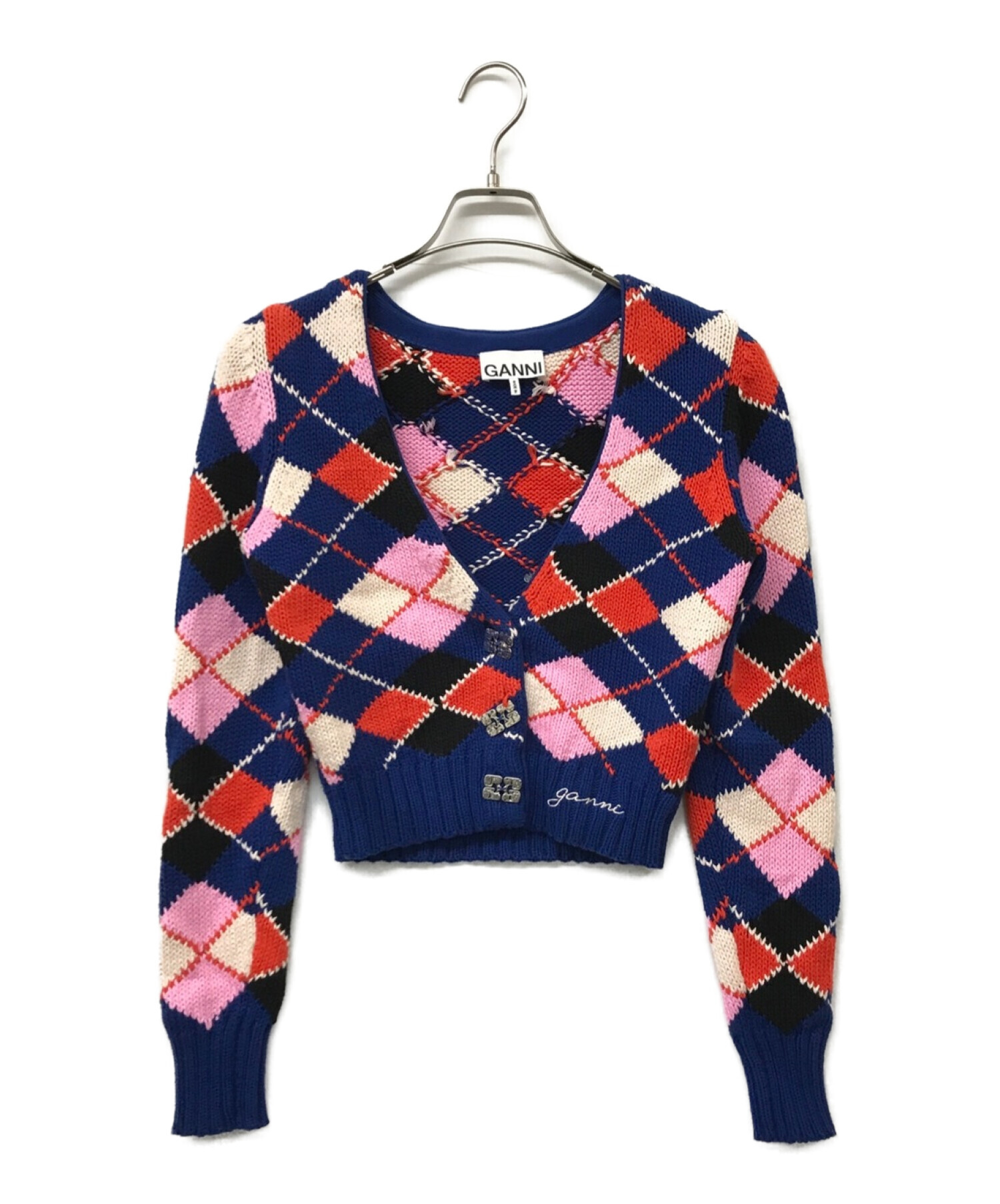 中古・古着通販】GANNI (ガニー) 23AW Graphic Cotton V-neck Cardigan  