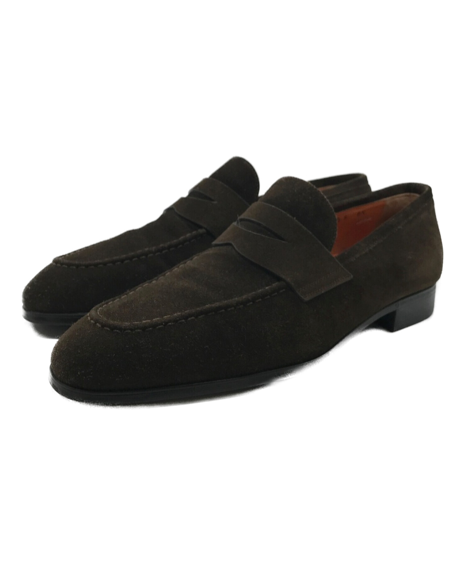 中古】サントーニ Santoni 強い スエード コイン ローファー ブラウン 