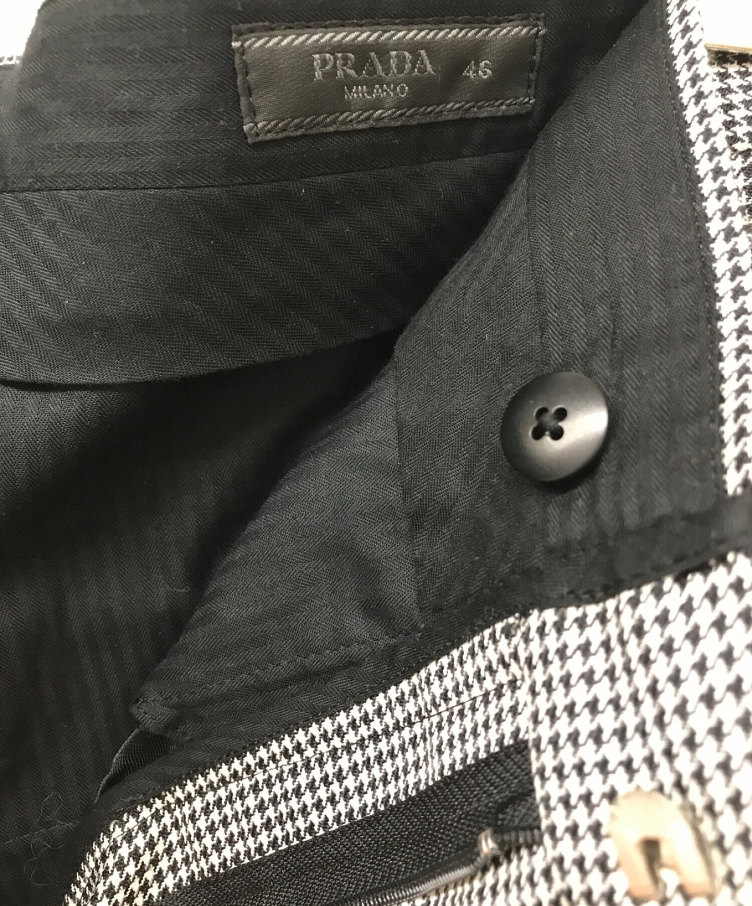 中古・古着通販】PRADA (プラダ) 千鳥柄 モヘアスリムフィット パンツ  