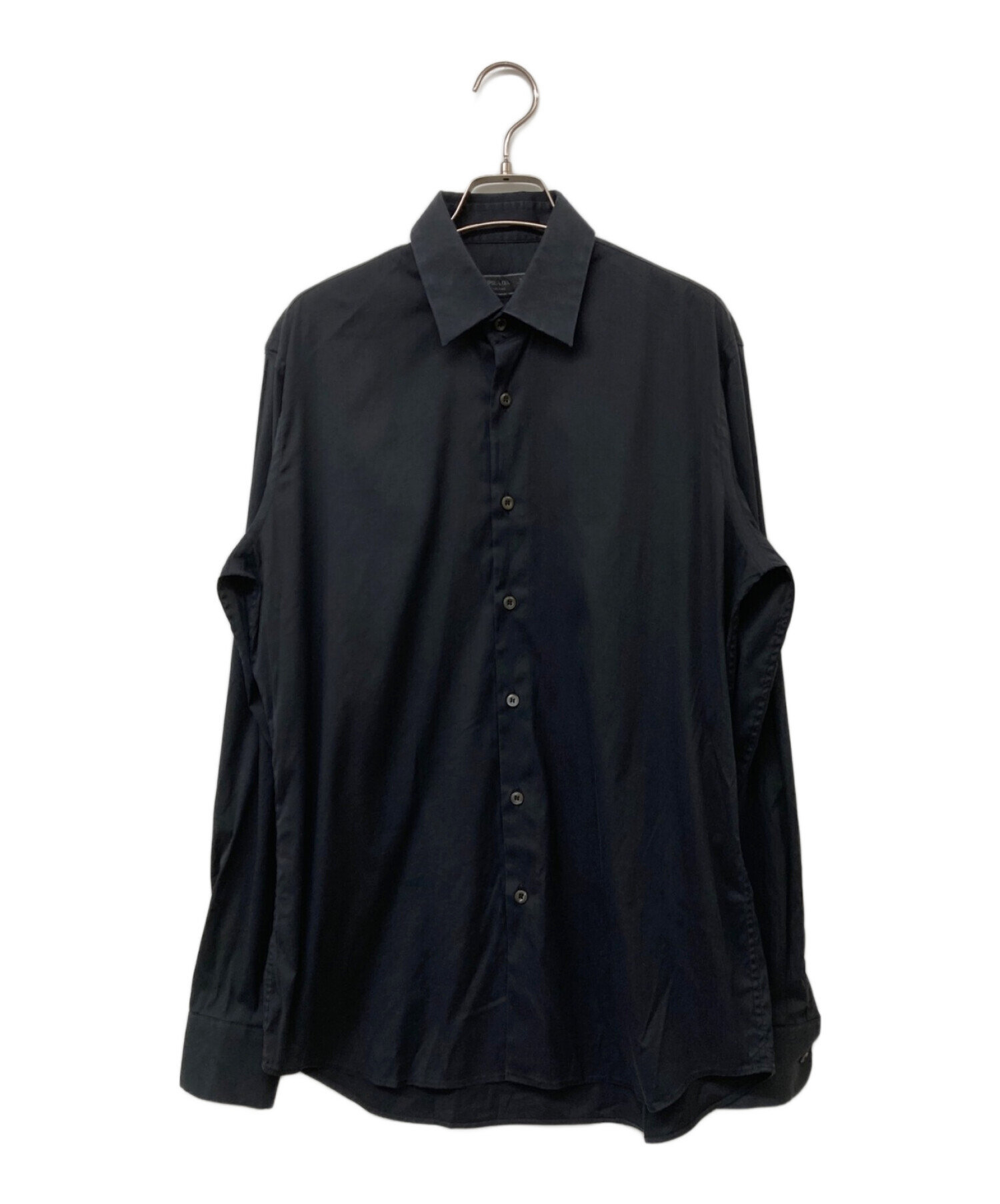 中古・古着通販】PRADA (プラダ) ストレッチポプリンシャツ ネイビー 