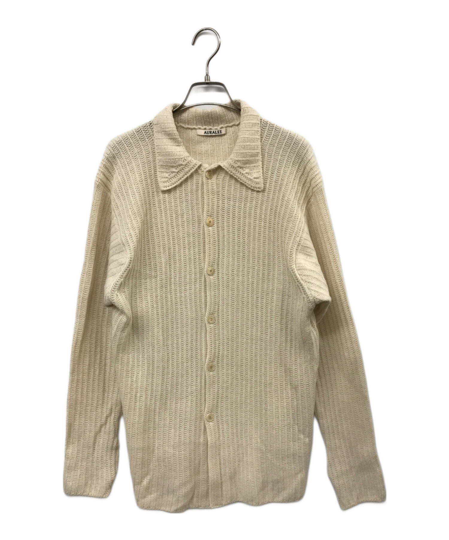 オーラリー AURALEE BRUSHED COTTON WOOL RIB KNIT SKIPPER POLO 