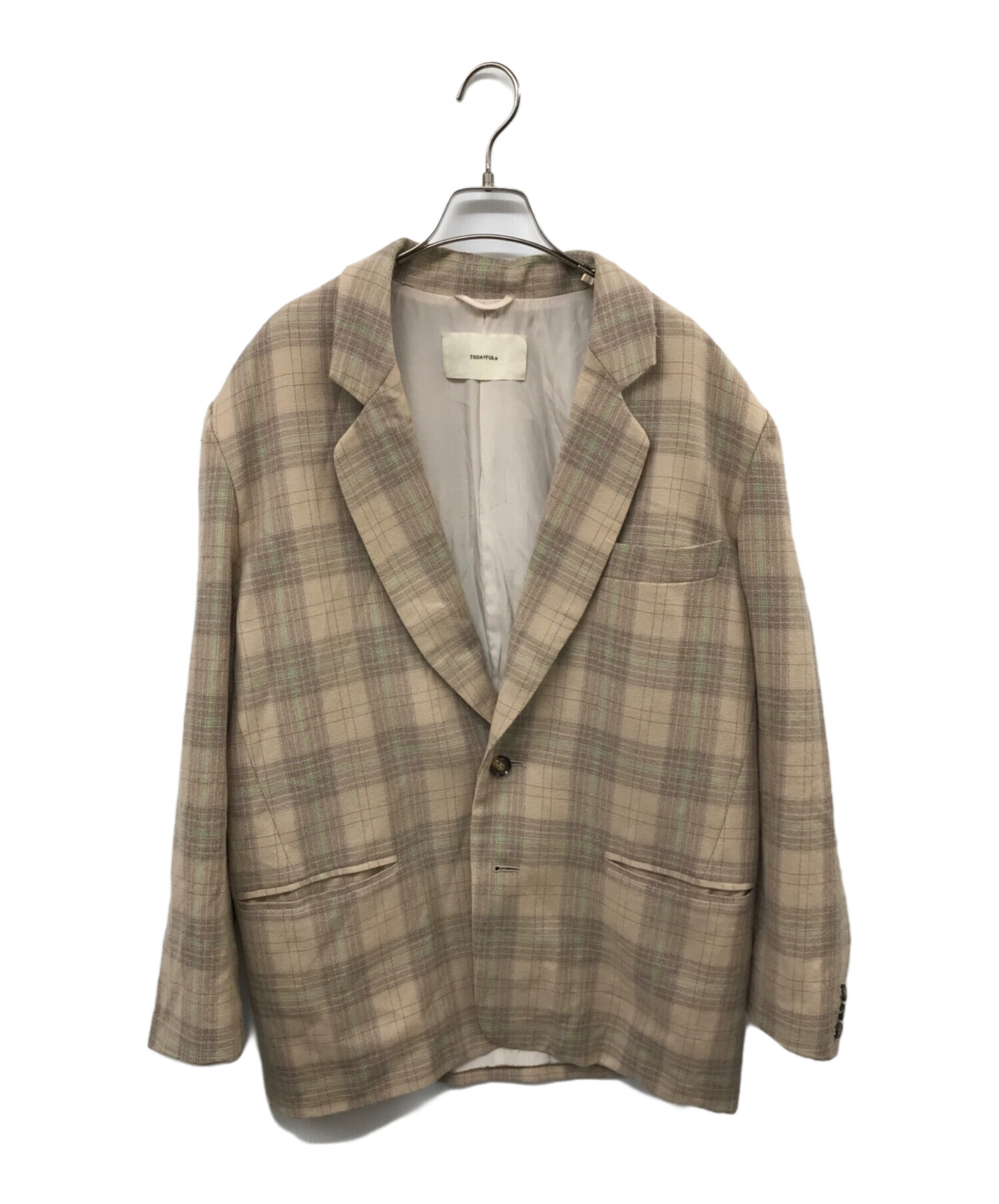 中古・古着通販】TODAYFUL (トゥデイフル) Check Over Jacket ベージュ 