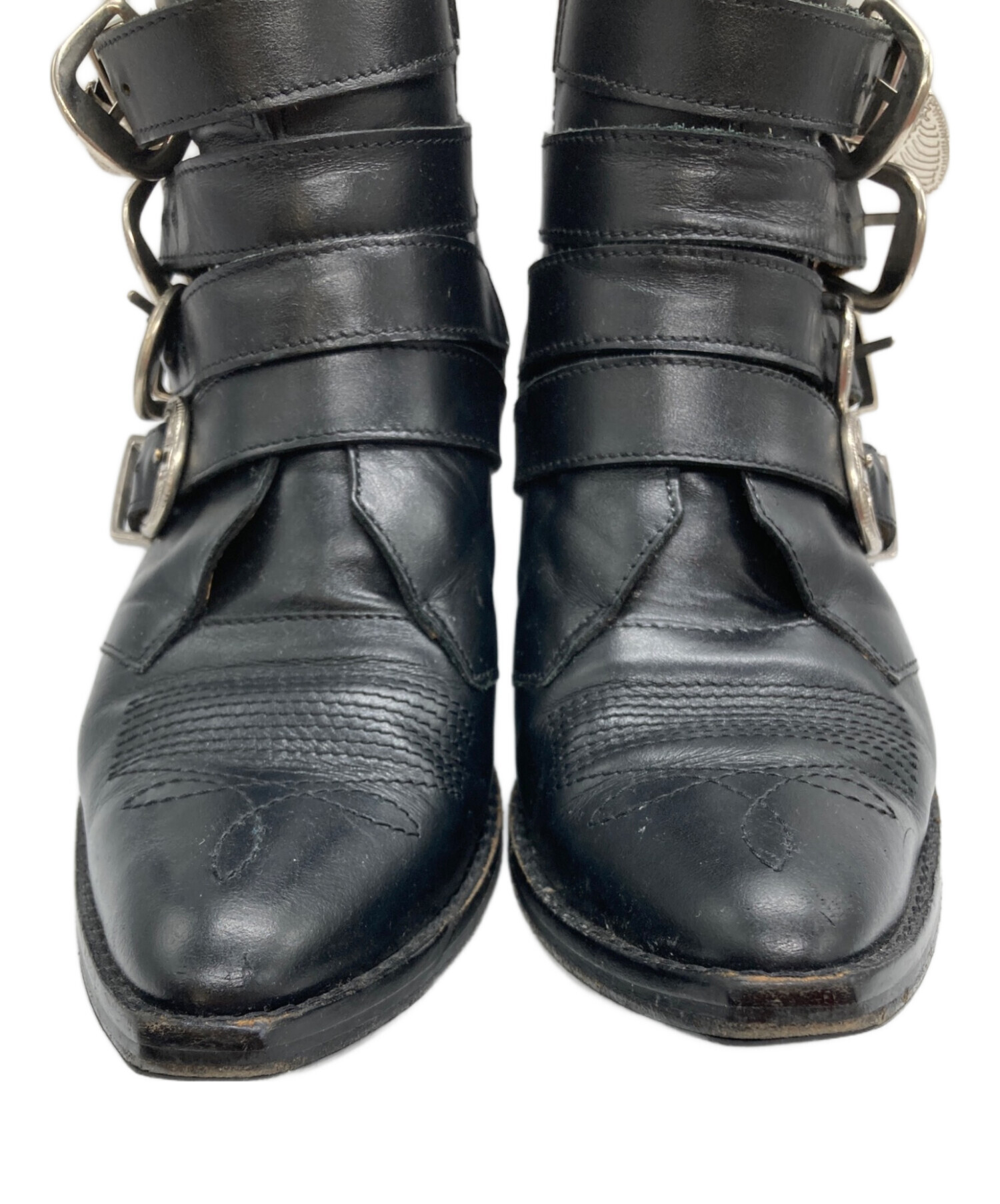 TOGA PULLA トーガ メタル2連ベルト フリンジ ショートブーツ 黒38