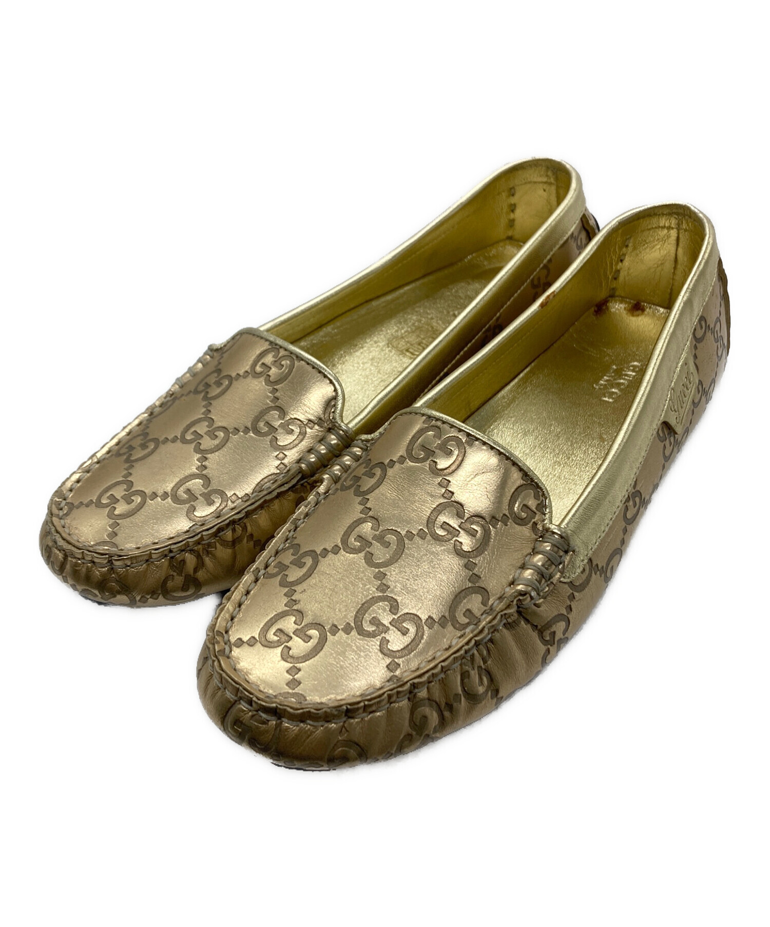 中古・古着通販】GUCCI (グッチ) ドライビングシューズ ゴールド 