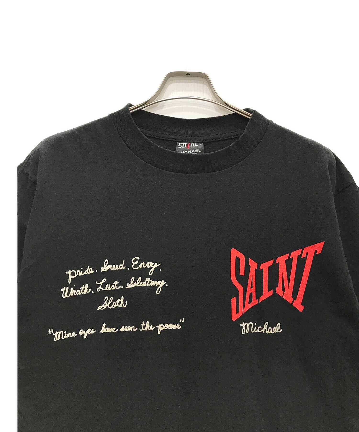 SAINT MICHAEL (セントマイケル) ロゴ ショートスリーブTシャツ ブラック サイズ:L