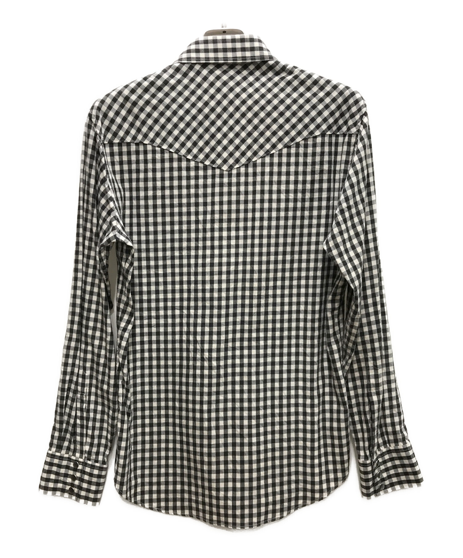 lucien pellat-finet (ルシアン・ペラフィネ) カシミヤ混チェックシャツ ホワイト×ブラック サイズ:M