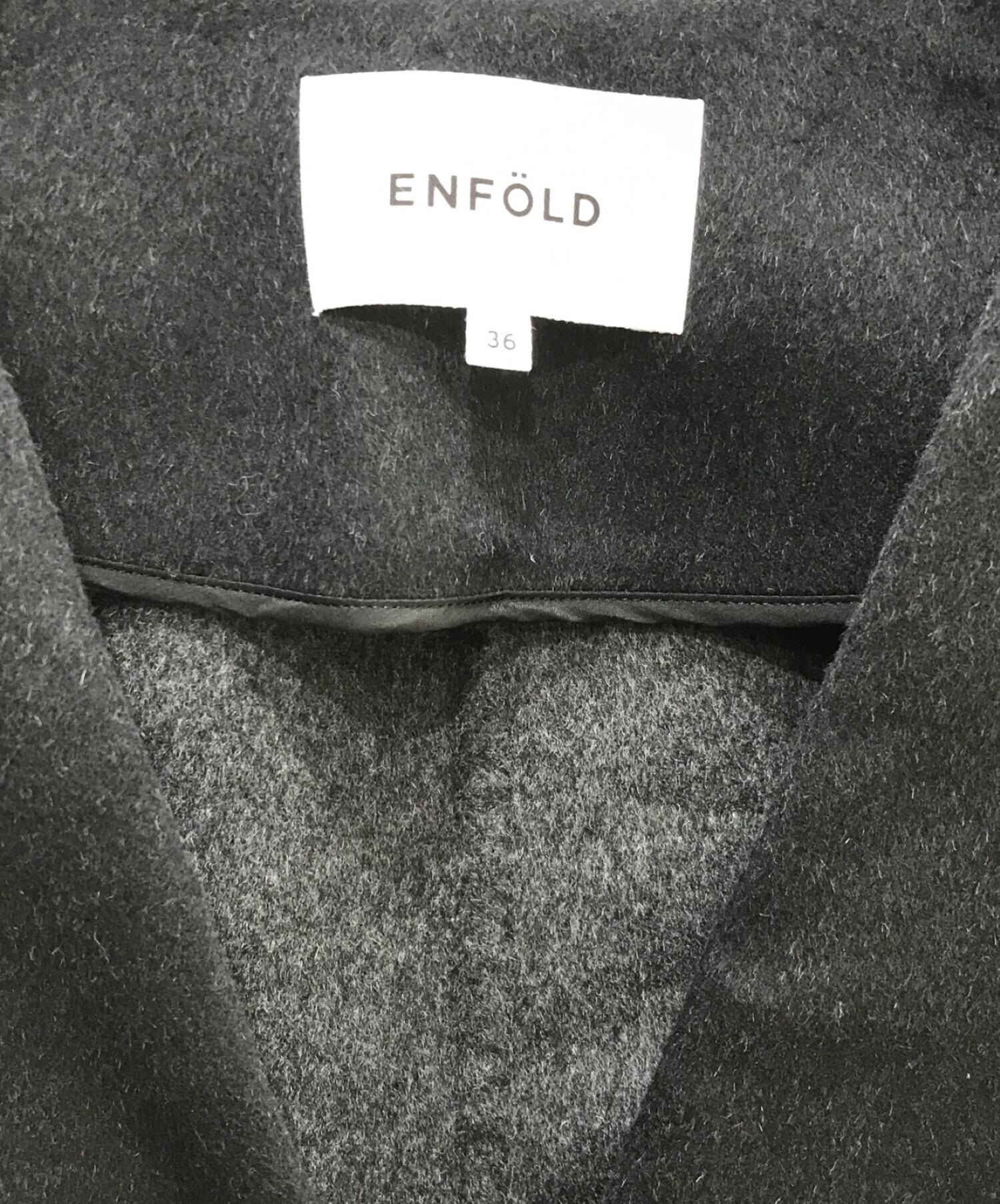 ENFOLD (エンフォルド) NO-COLLAR COAT ブラック サイズ:36