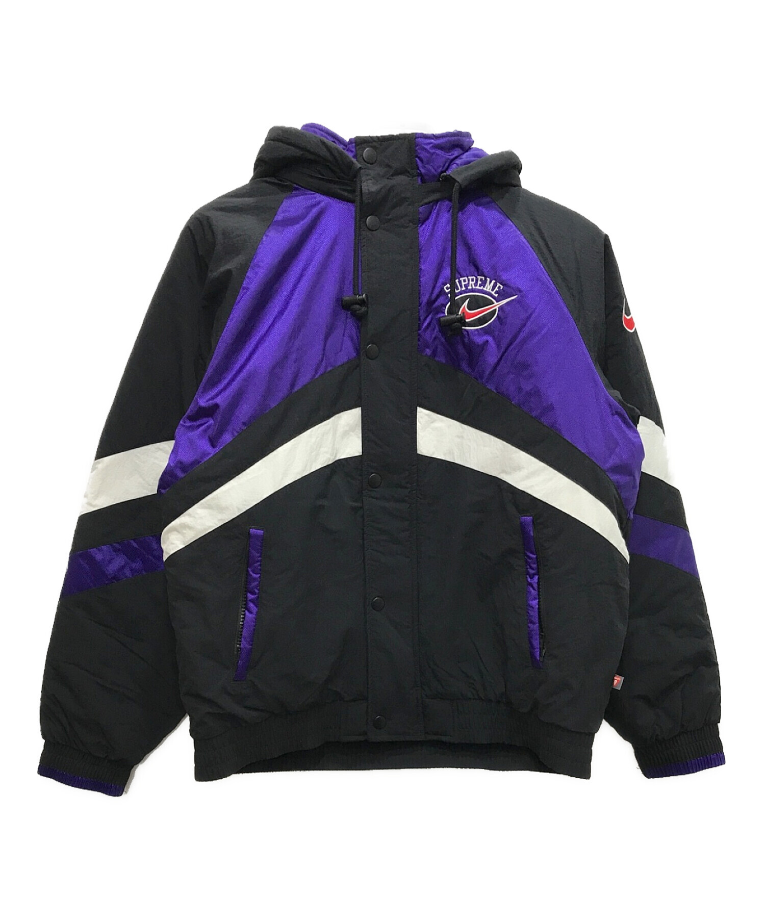 SUPREME (シュプリーム) NIKE (ナイキ) Hooded Sport Jacket パープル×ブラック サイズ:S