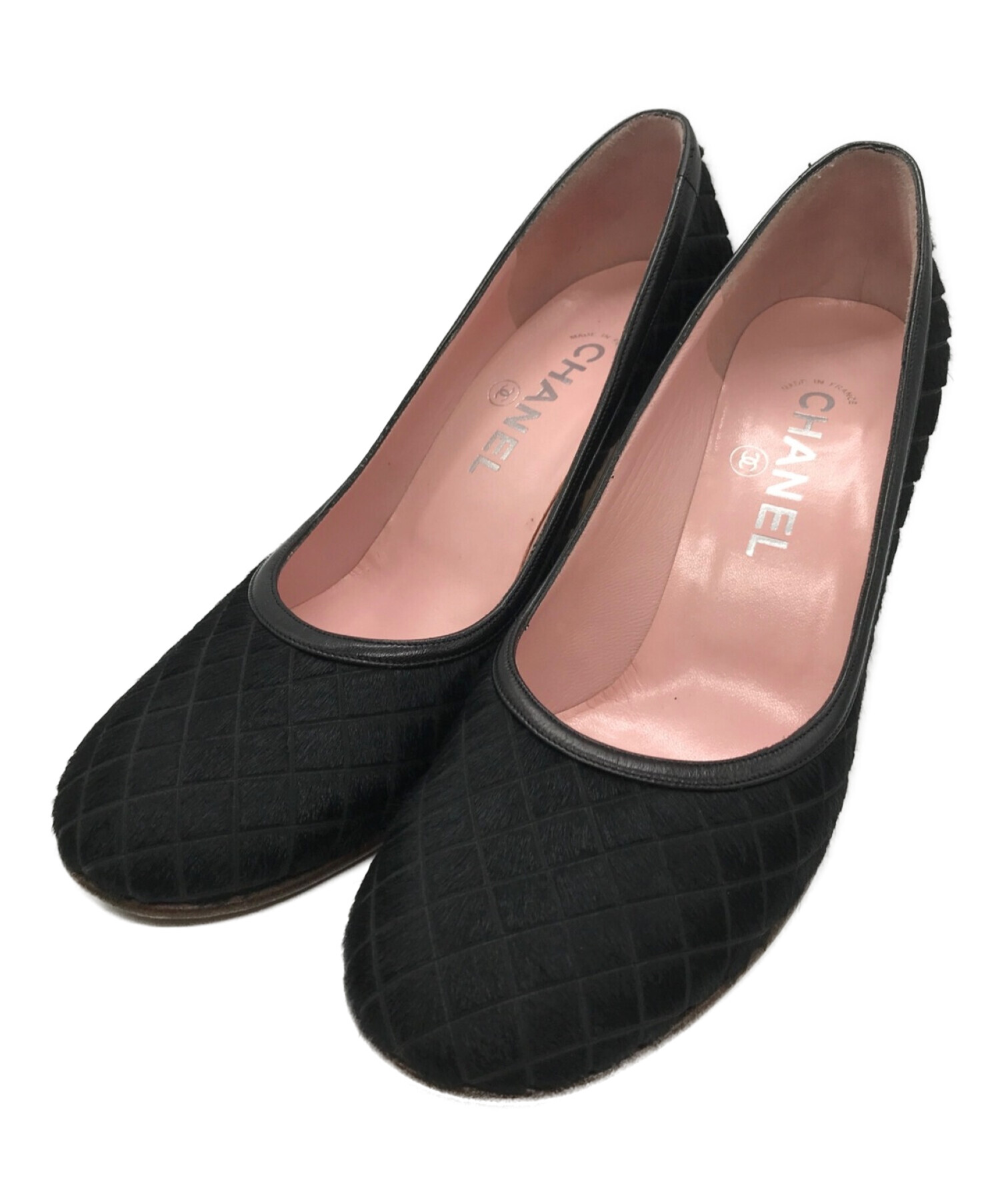 中古・古着通販】CHANEL (シャネル) ハラコキルティングヒールパンプス 