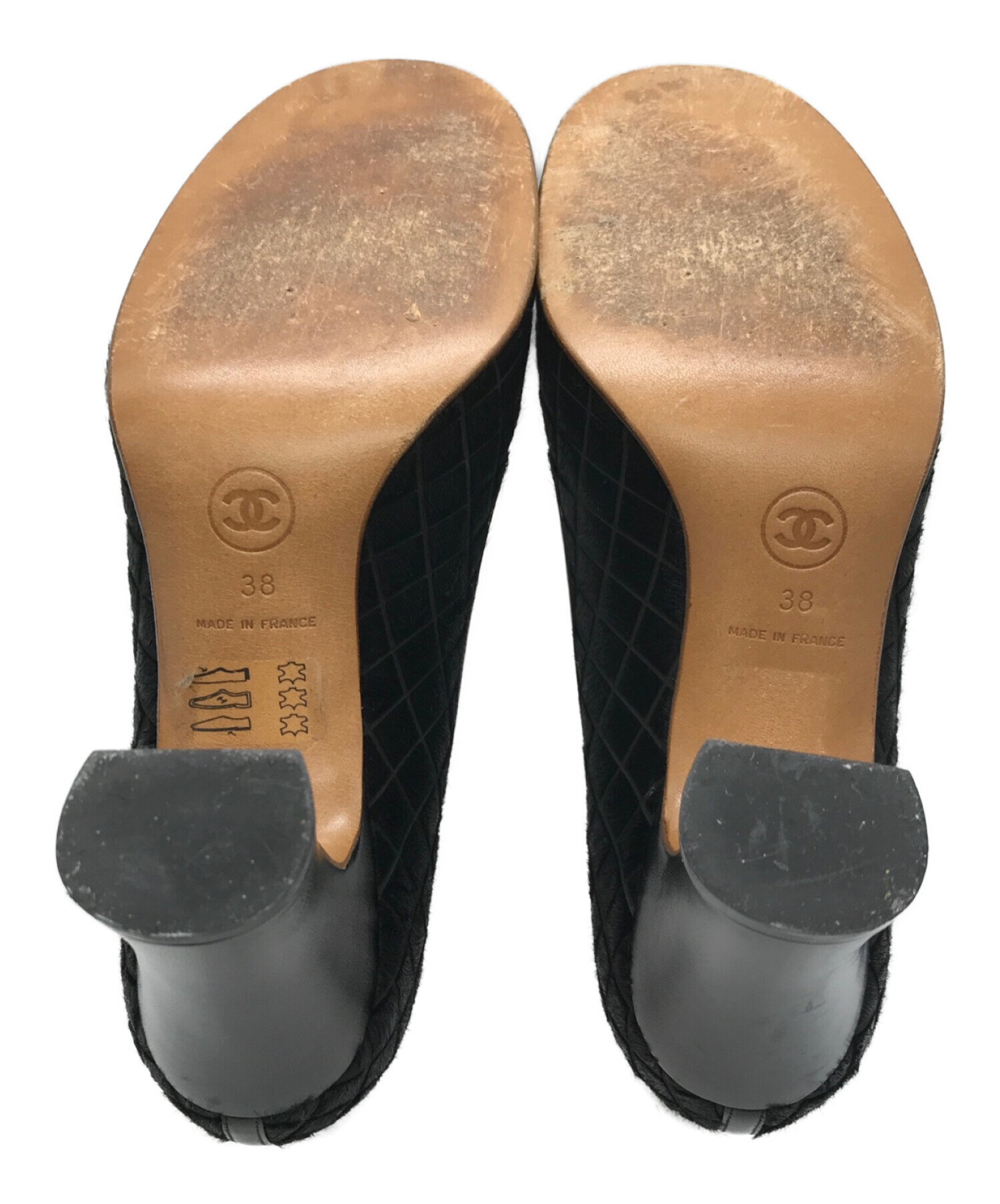 中古・古着通販】CHANEL (シャネル) ハラコキルティングヒールパンプス 