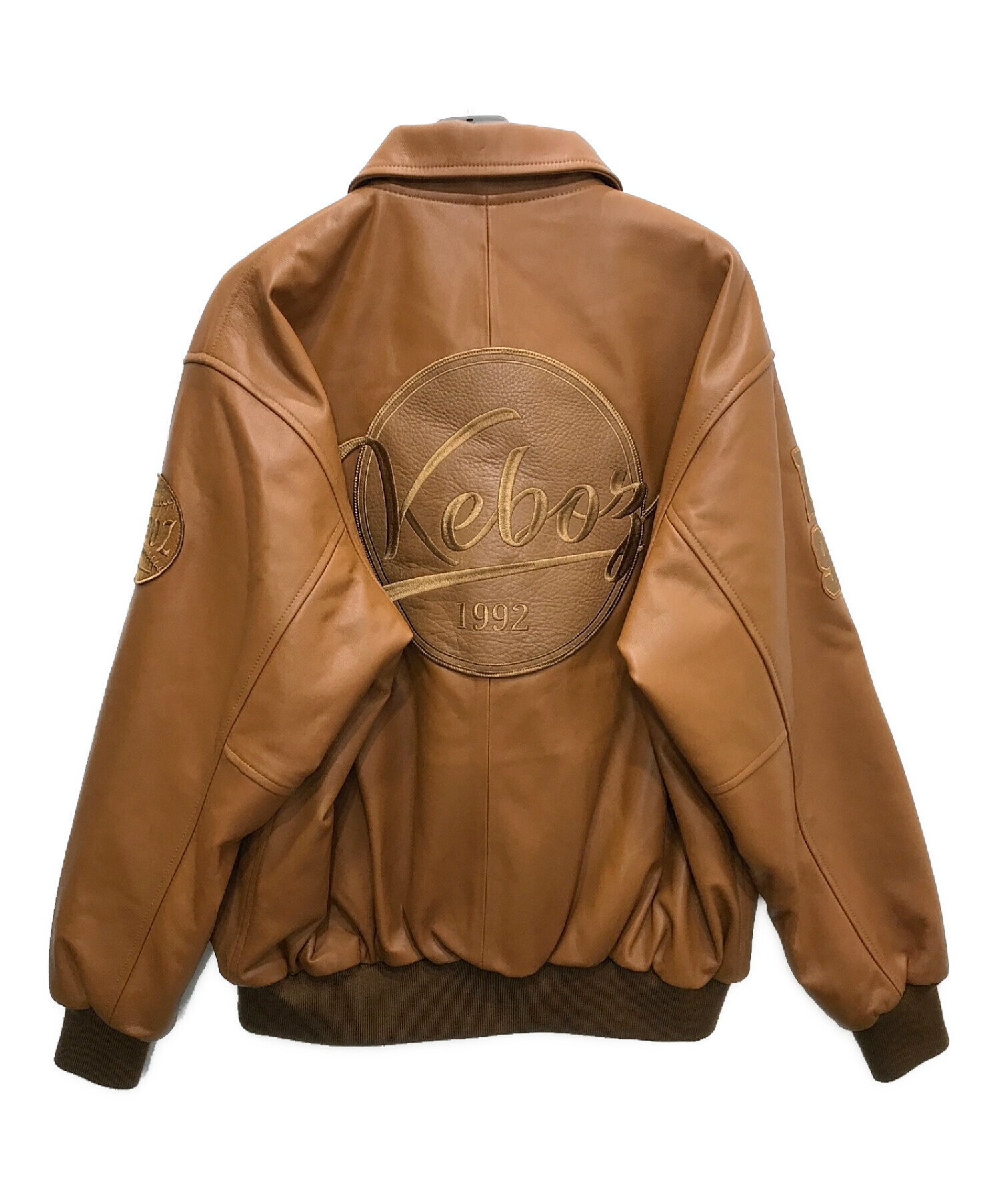 中古・古着通販】KEBOZ (ケボズ) LEATHER VARSITY JACKET ブラウン