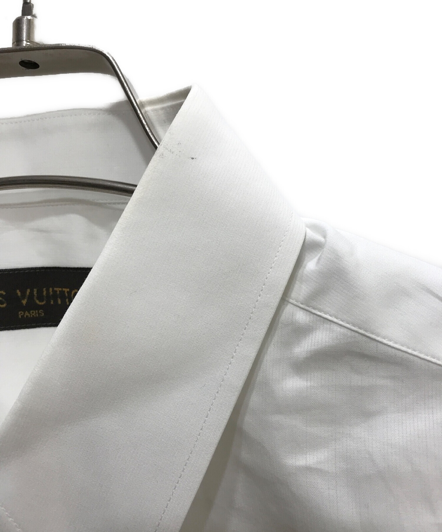 【本物保証】 美品 ルイヴィトン LOUIS VUITTON ストライプ柄 カッターシャツ Yシャツ コットン100% ホワイト 41/16