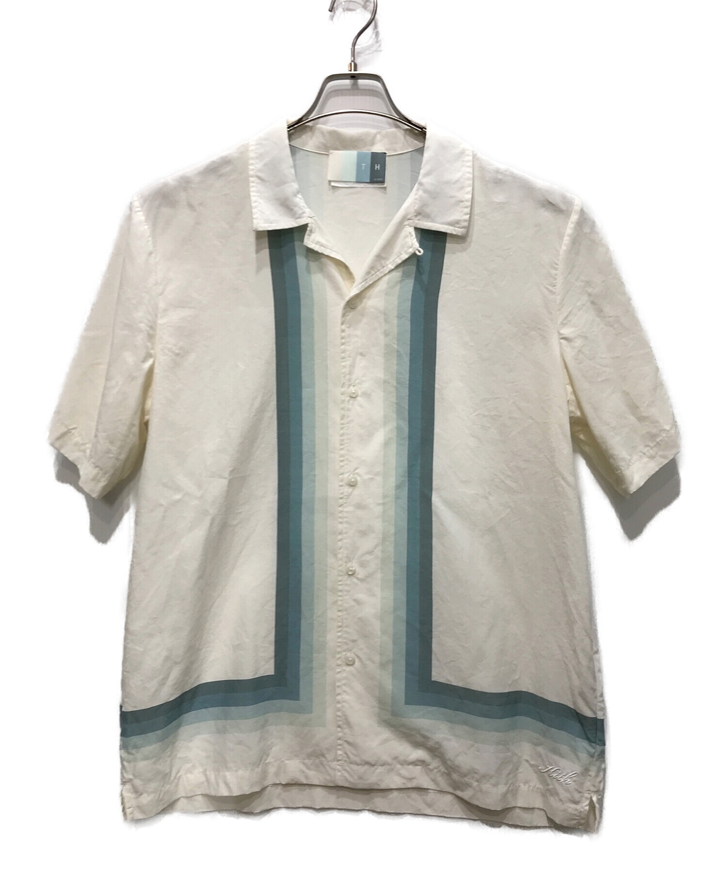 KITH (キス) Cupro Linen Thompson Camp Collar Shirt アイボリー×ブルー サイズ:L