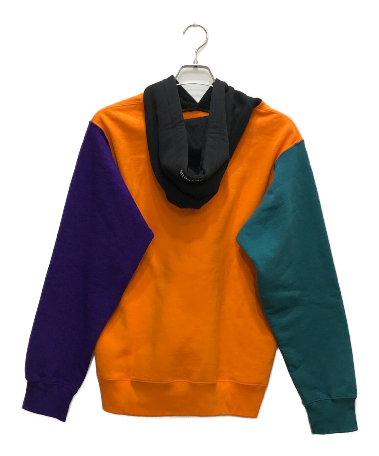 SUPREME (シュプリーム) S Logo Colorblocked Hooded Sweatshirt オレンジ×ブラック サイズ:M