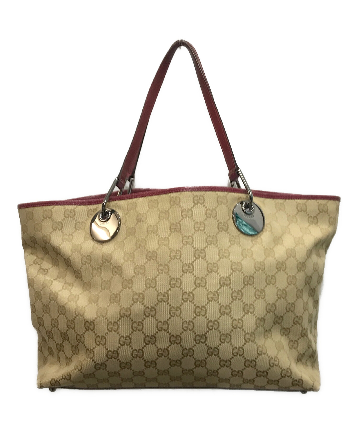 特別価格GUCCI キャンバス×レザー ピンク トートバッグ アビー GG柄 
