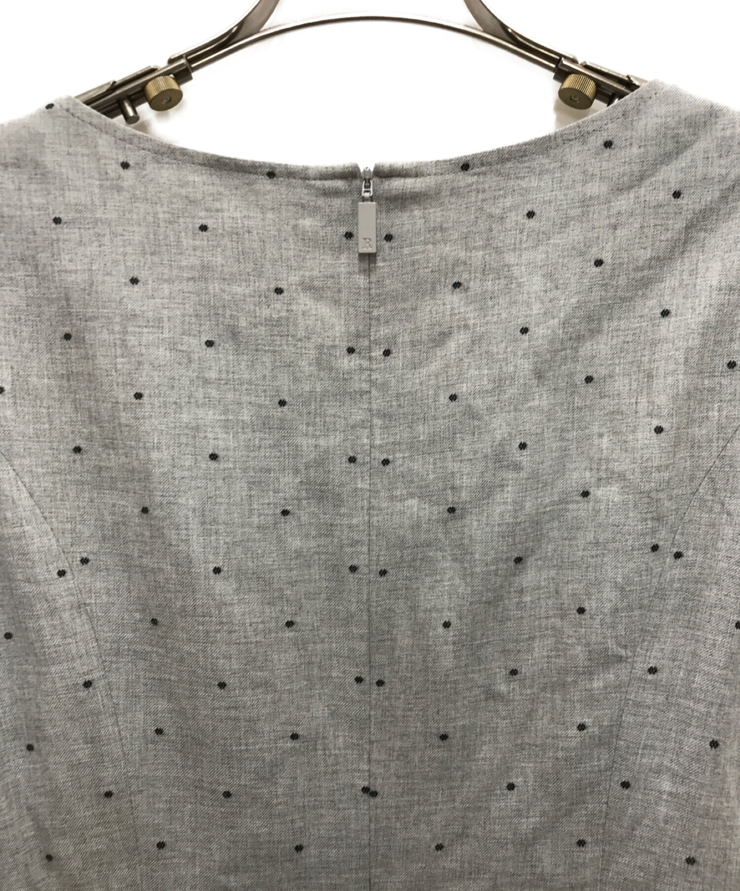 中古・古着通販】Rene (ルネ) TISSUE ドットレーヨンワンピース グレー  