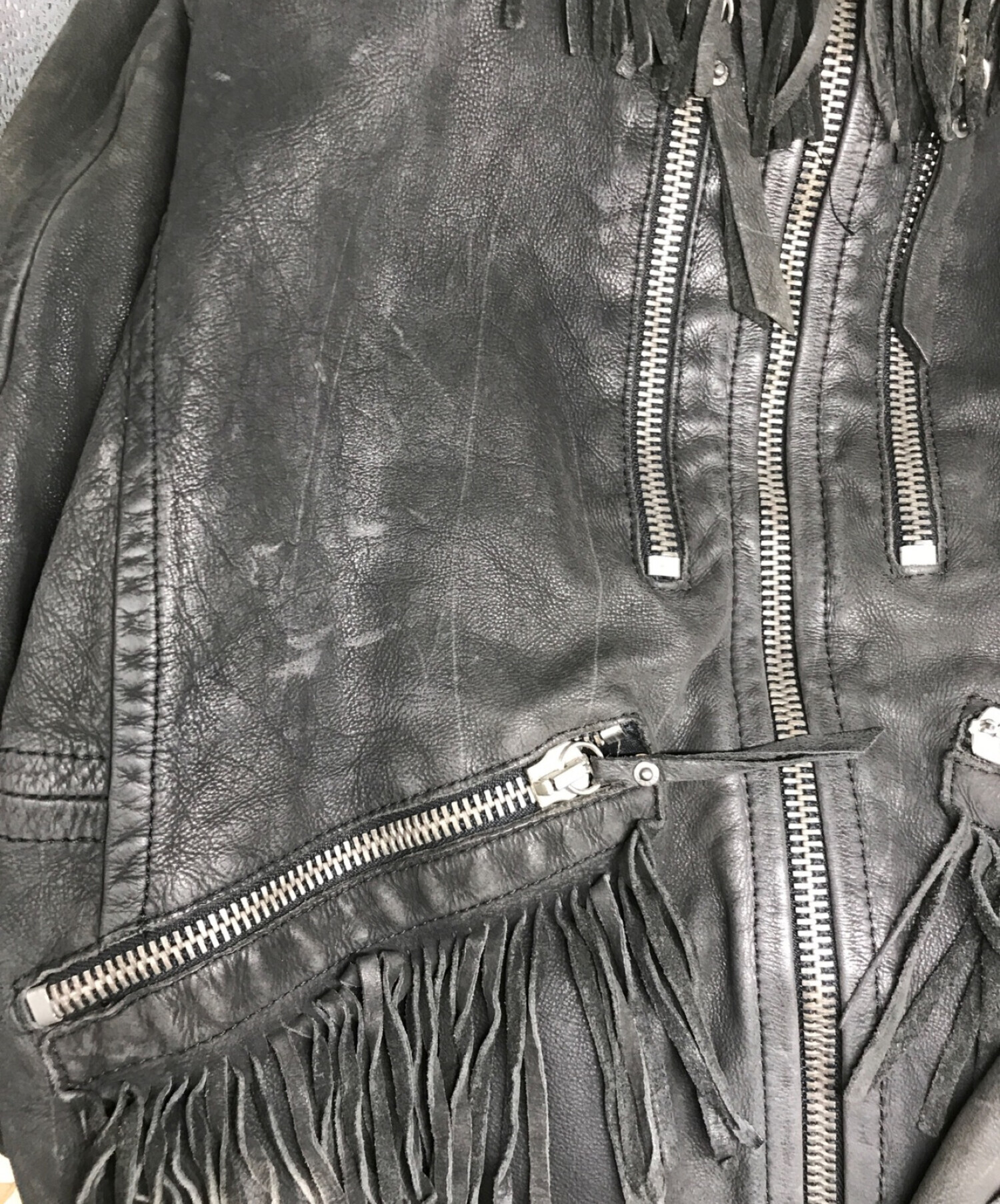 中古・古着通販】DIESEL (ディーゼル) フリンジレザージャケット 