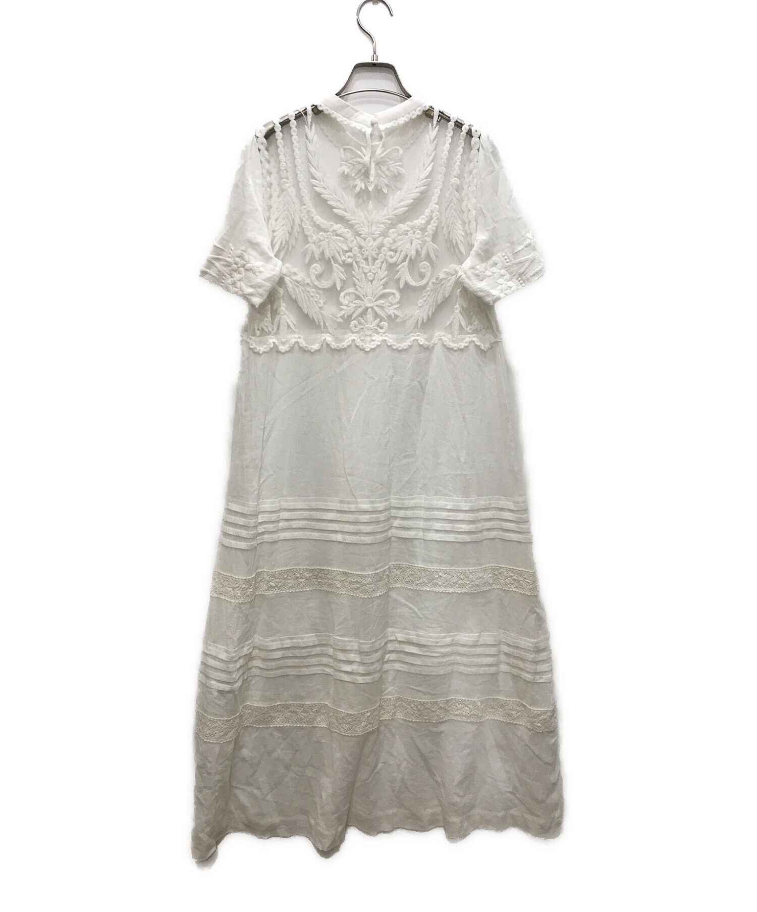 中古・古着通販】Ameri (アメリ) EMBROIDERY SHEER COTTON DRESS/エン 