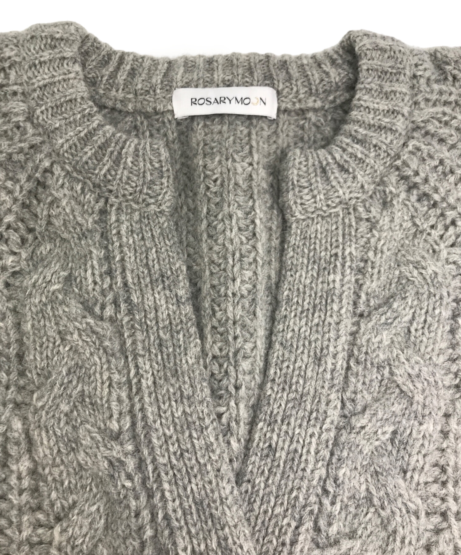 rosarymoon ニットワンピースバルーンスリーブケーブルワンピース