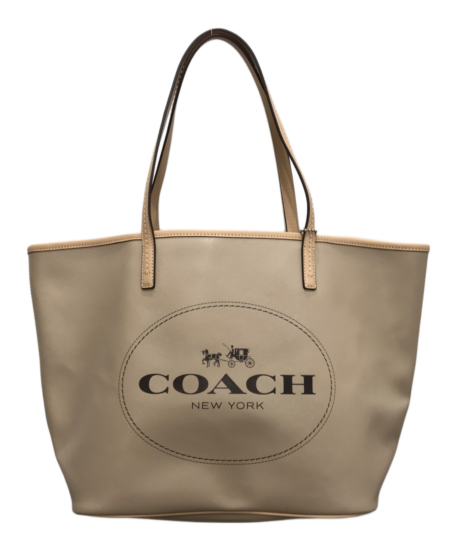 中古・古着通販】COACH (コーチ) ロゴトートバッグ ベージュ｜ブランド 