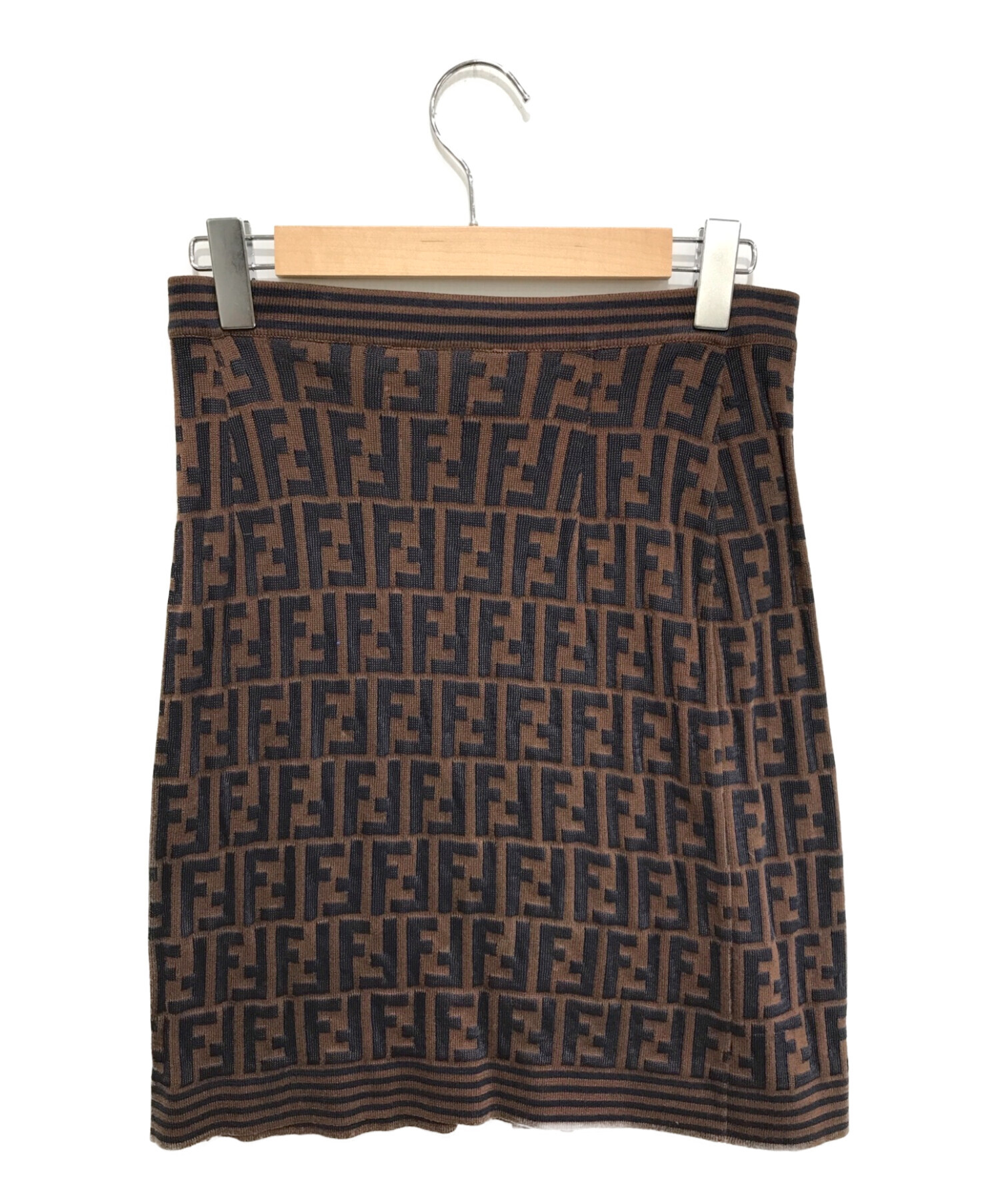 中古・古着通販】FENDI (フェンディ) ズッカ柄ラップ調ニットスカート  