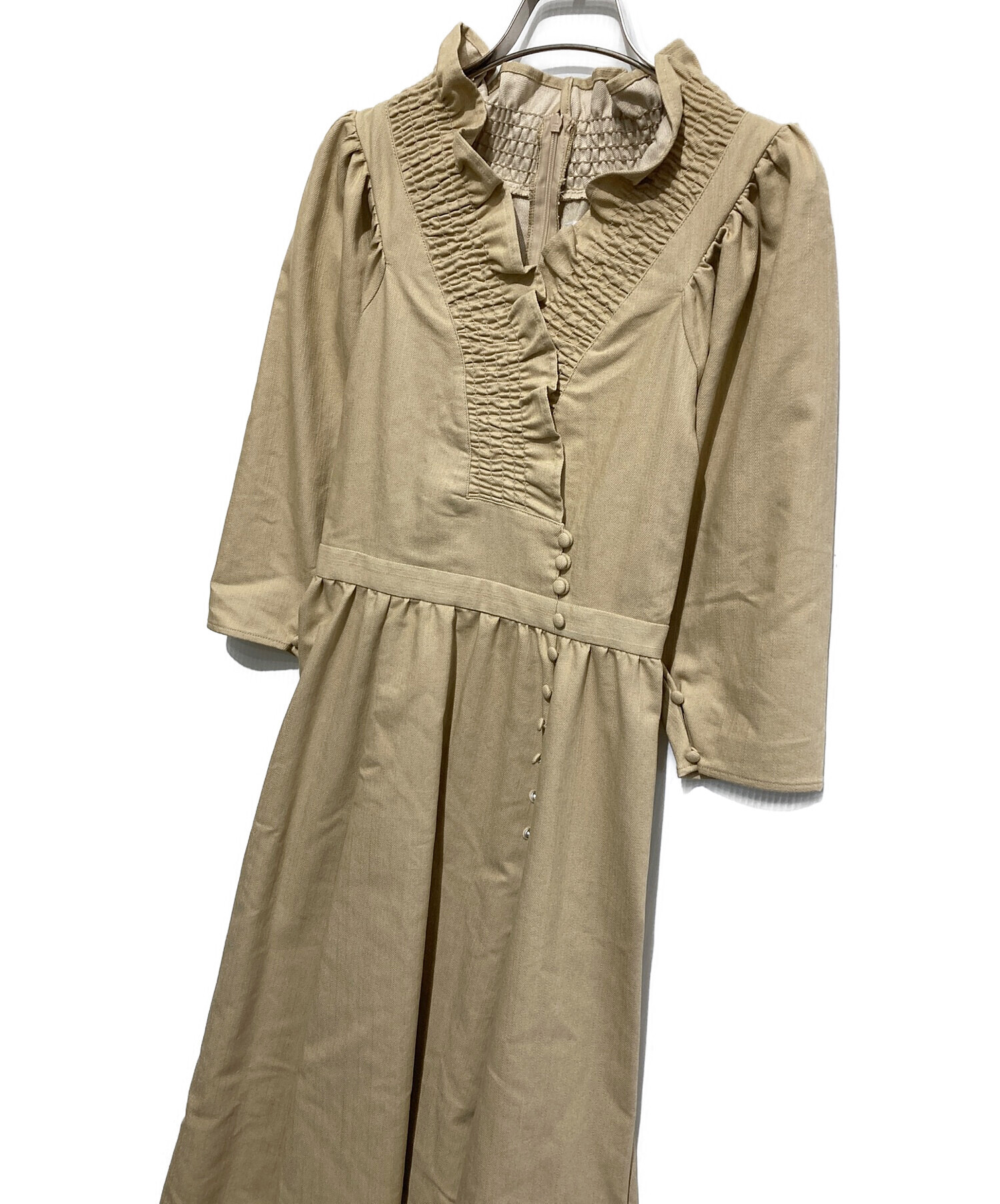 ameri vintage SHIRRINGCOLLAR DENIM DRESSブラック