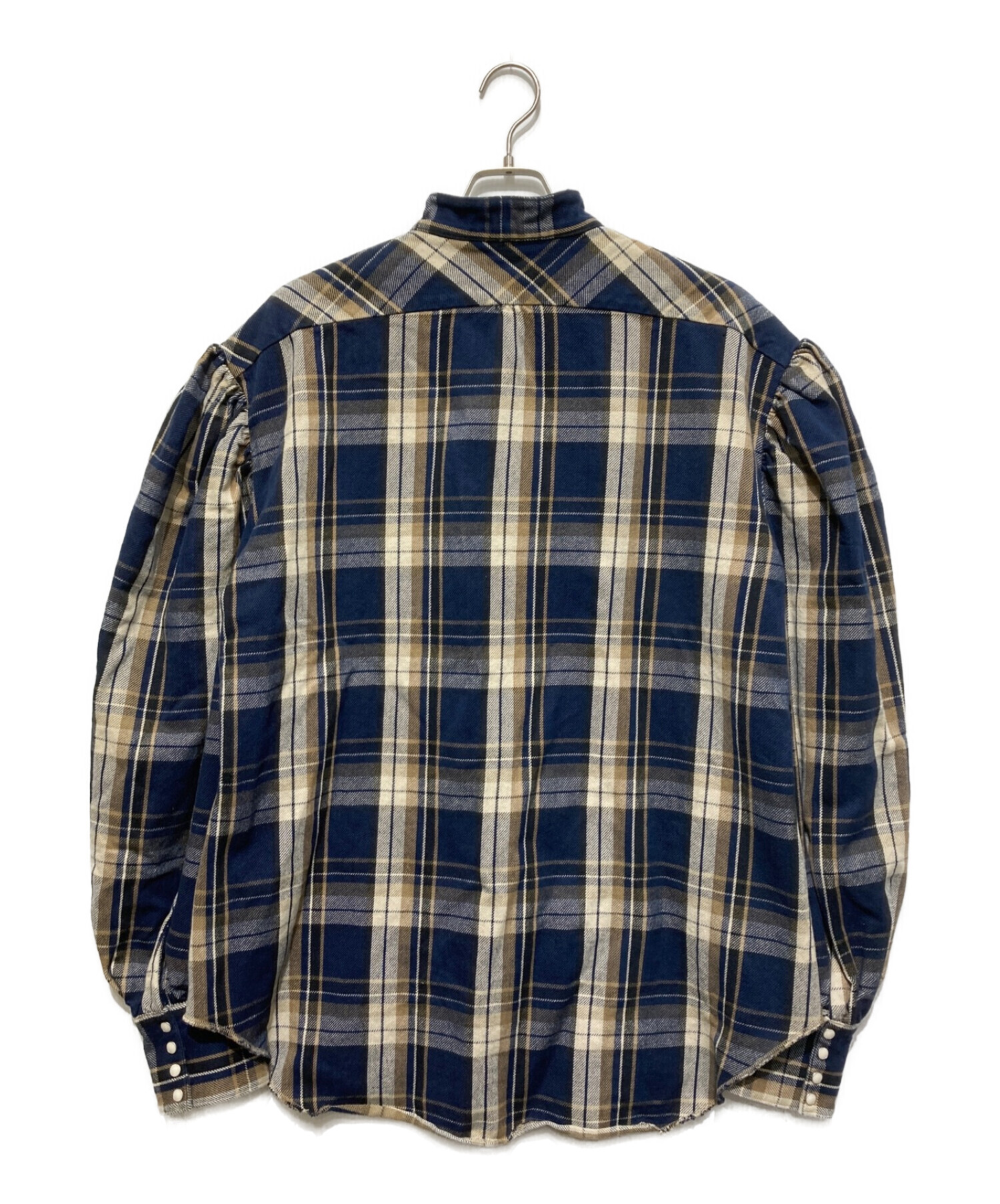 KAPITAL (キャピタル) ヘビーネルチェックオペラスリーブコンポーザーシャツ ネイビー サイズ:SIZE L