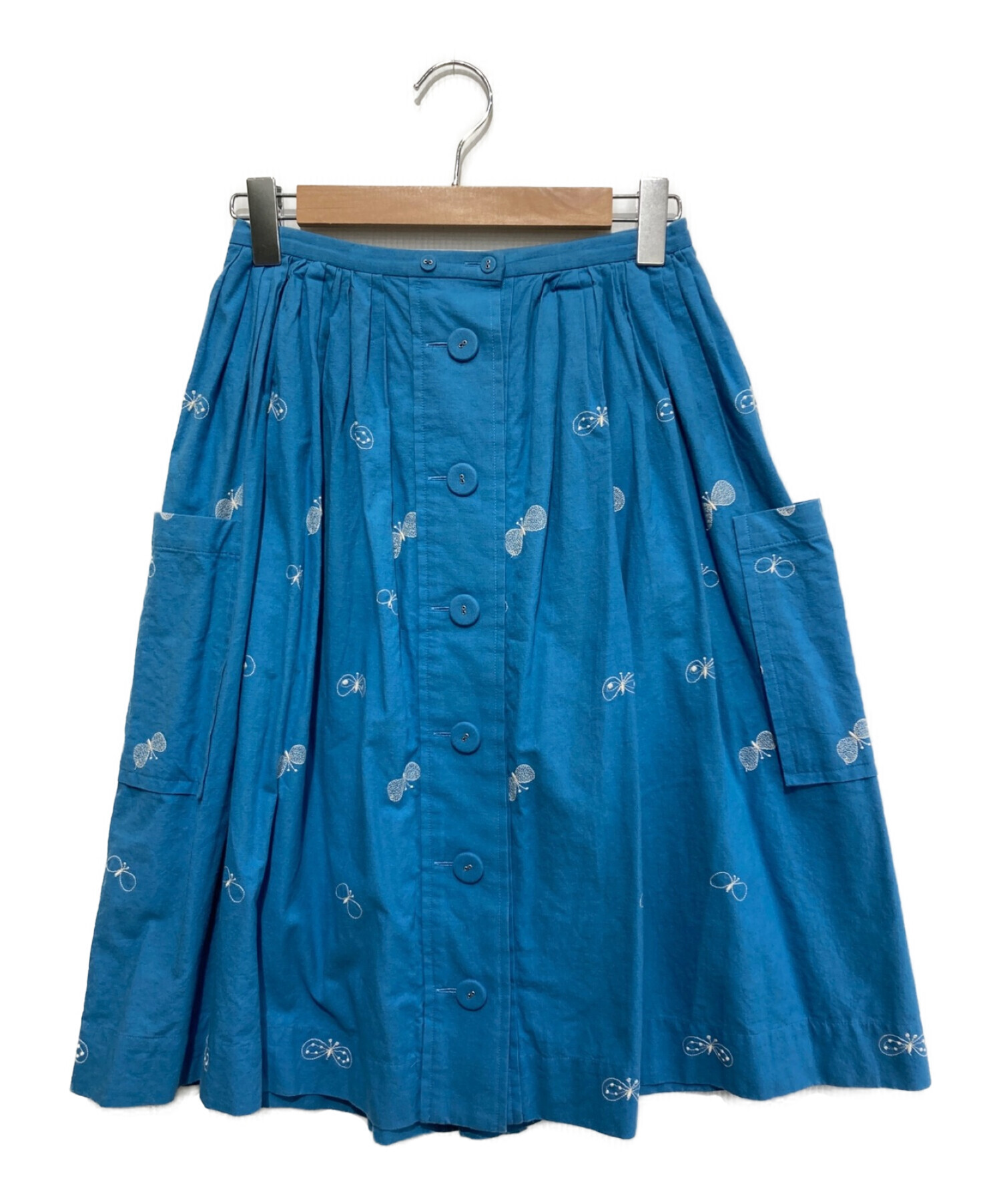 mina perhonen (ミナ ペルホネン) ちょうちょ刺繍スカート スカイブルー サイズ:SIZE 36