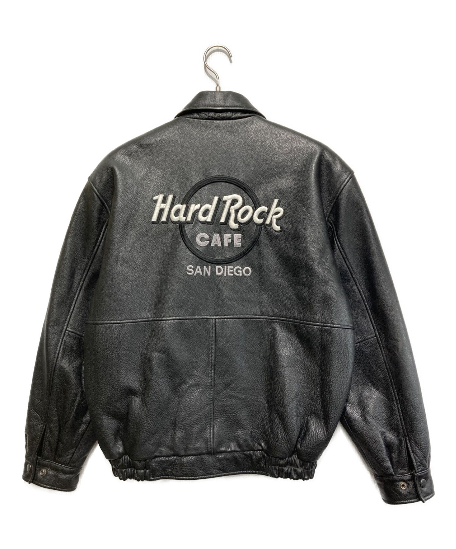 Hard Rock Cafeレザージャケット ロゴ刺繍 袖着可能 ブラック