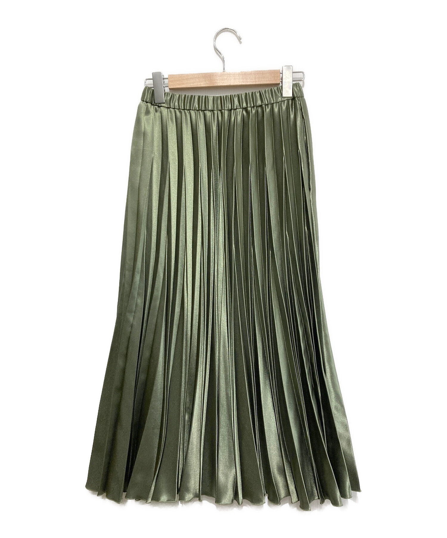 UN3D. (アンスリード) オリガミプリーツスカート グリーン サイズ:SIZE 38