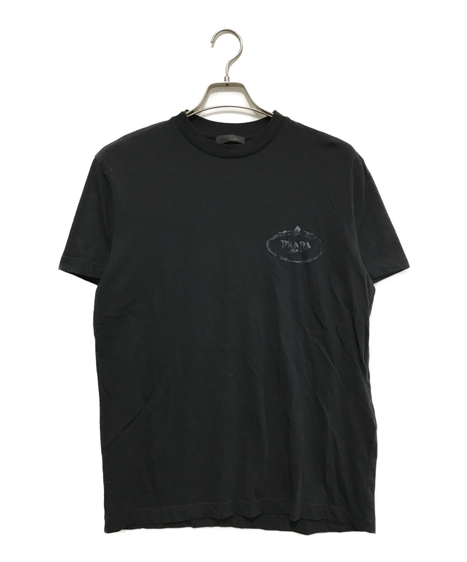 PRADA (プラダ) ロゴ刺繍Tシャツ ブラック サイズ:SIZE L