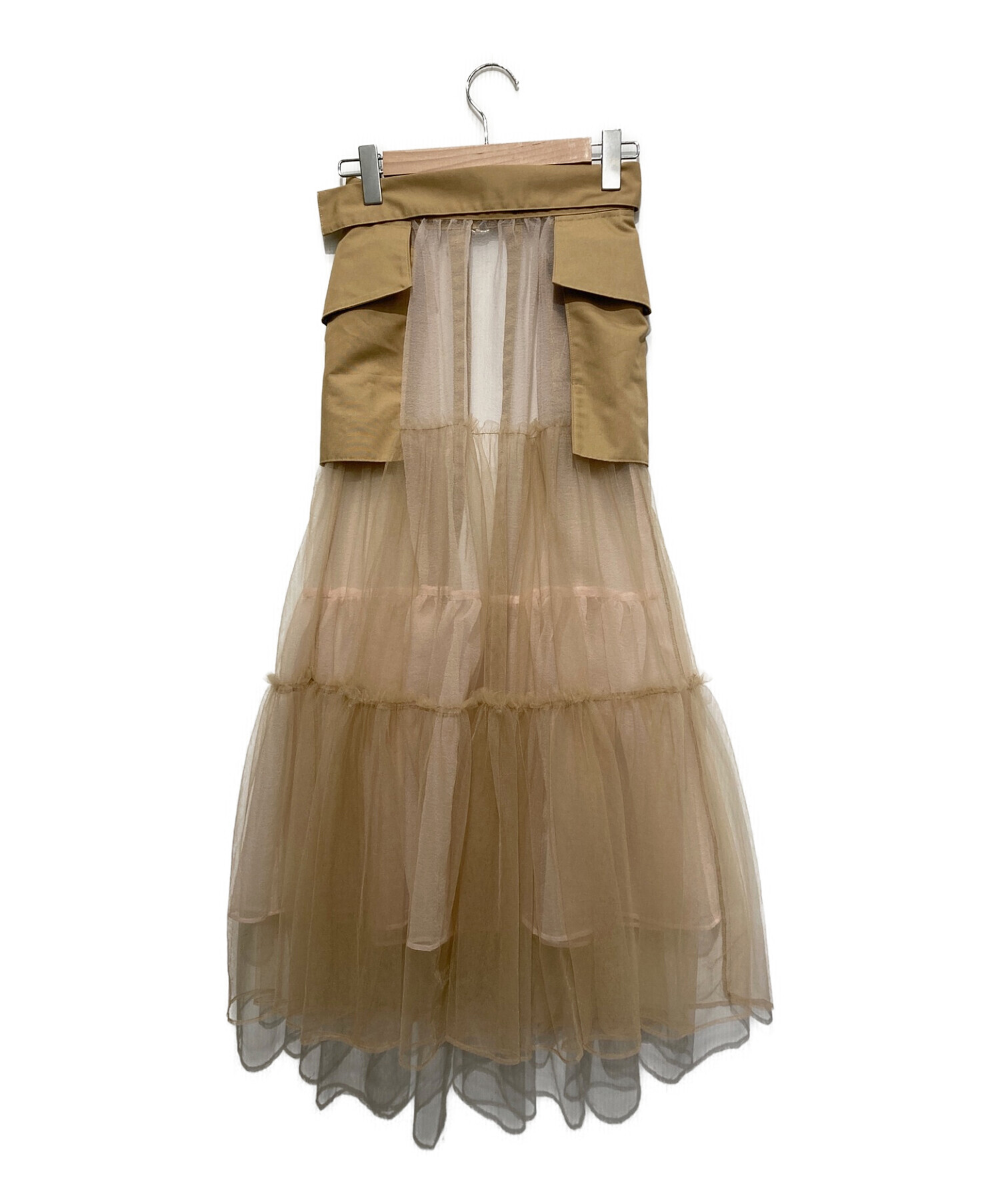 MAISON SPECIAL (メゾンスペシャル) Tulle Tiered Belt Skirt ベージュ サイズ:SIZE FREE