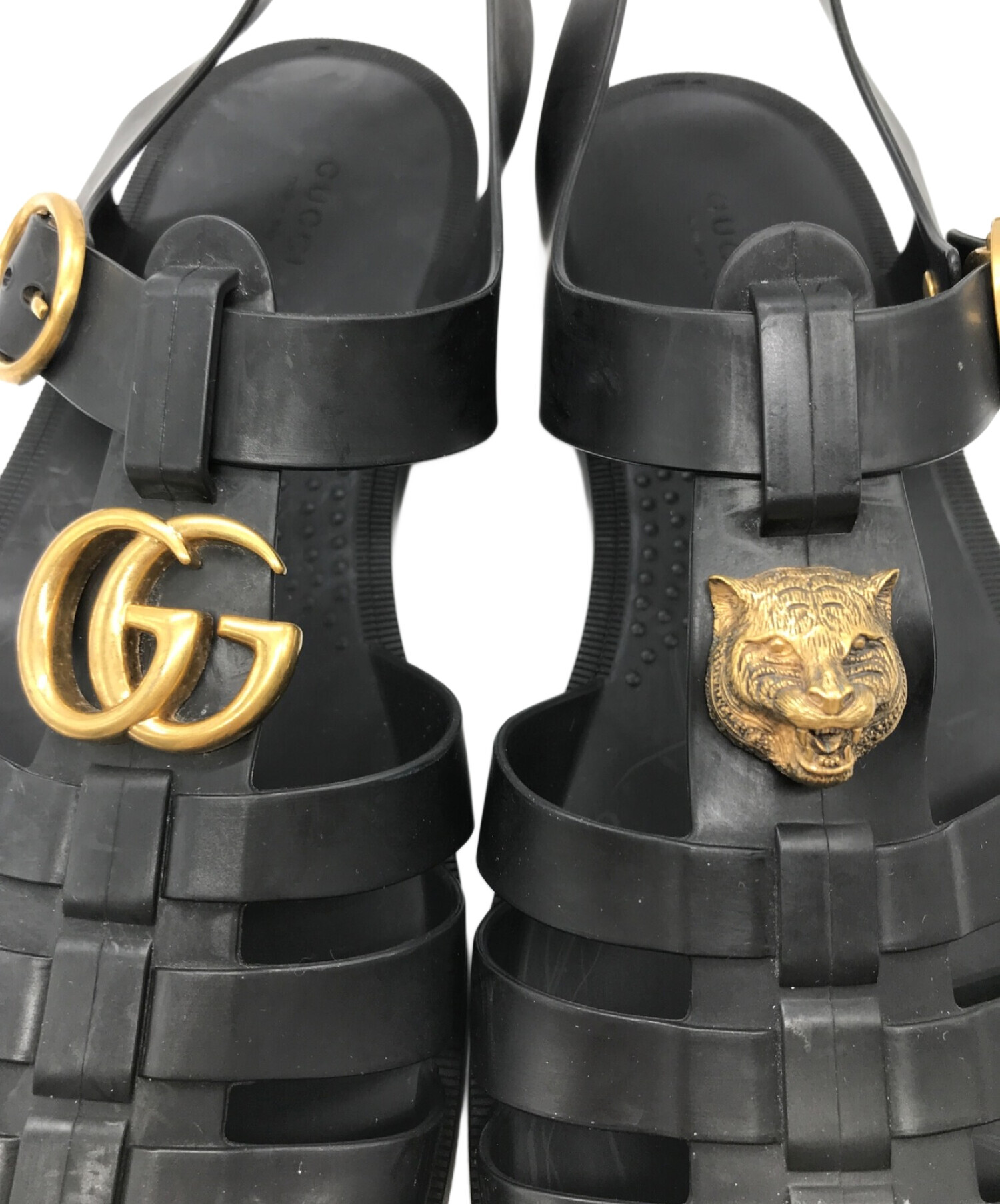中古・古着通販】GUCCI (グッチ) ラバーグルカサンダル ブラック 