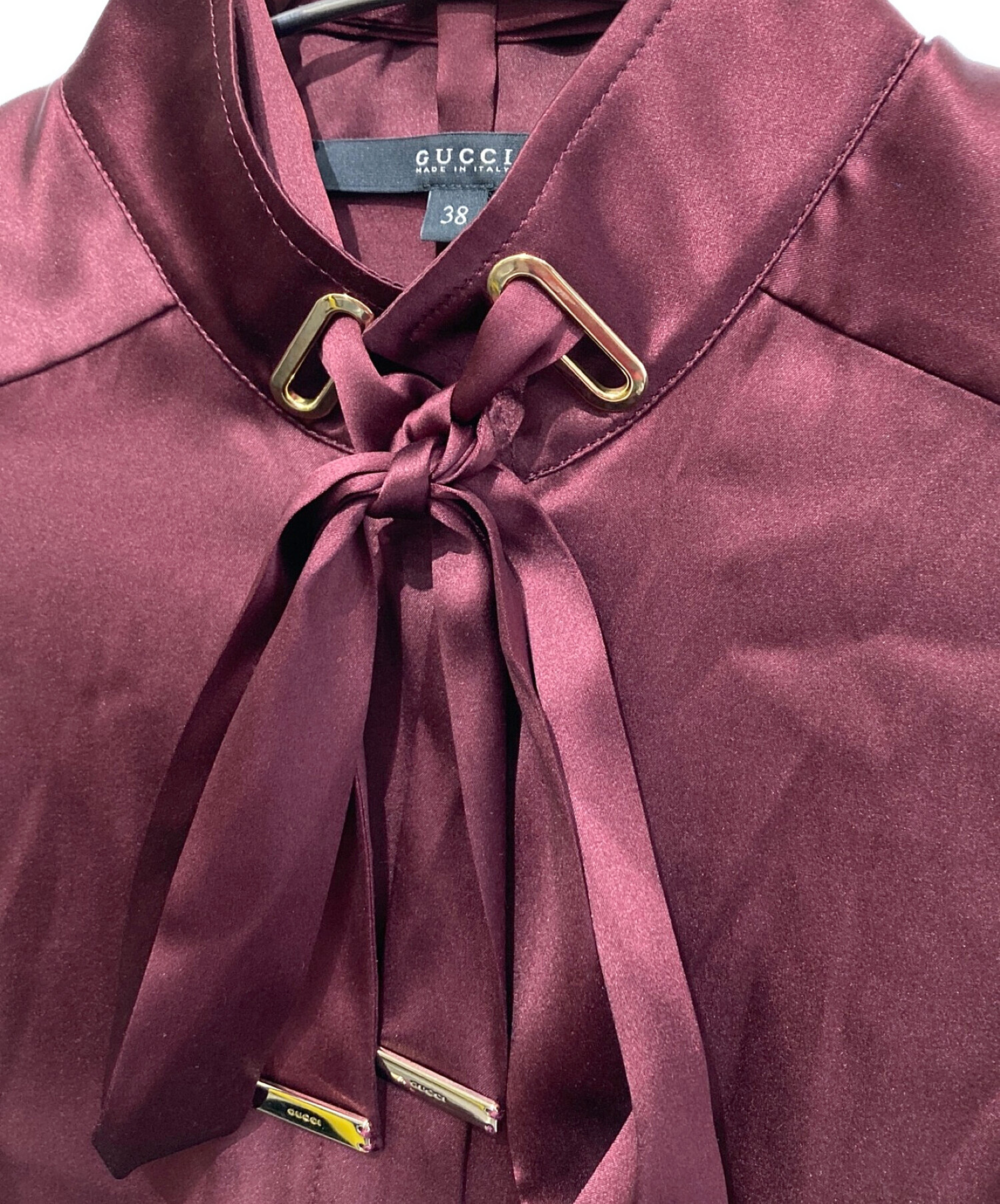 中古・古着通販】GUCCI (グッチ) シルクブレンドブラウス ボルドー 