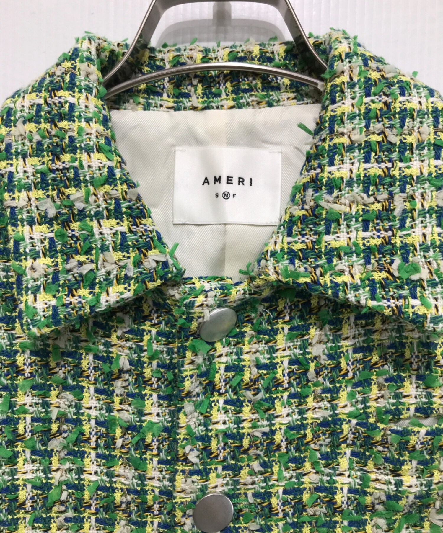 中古・古着通販】AMERI (アメリ) PLAYFUL TWEED JACKET グリーン 