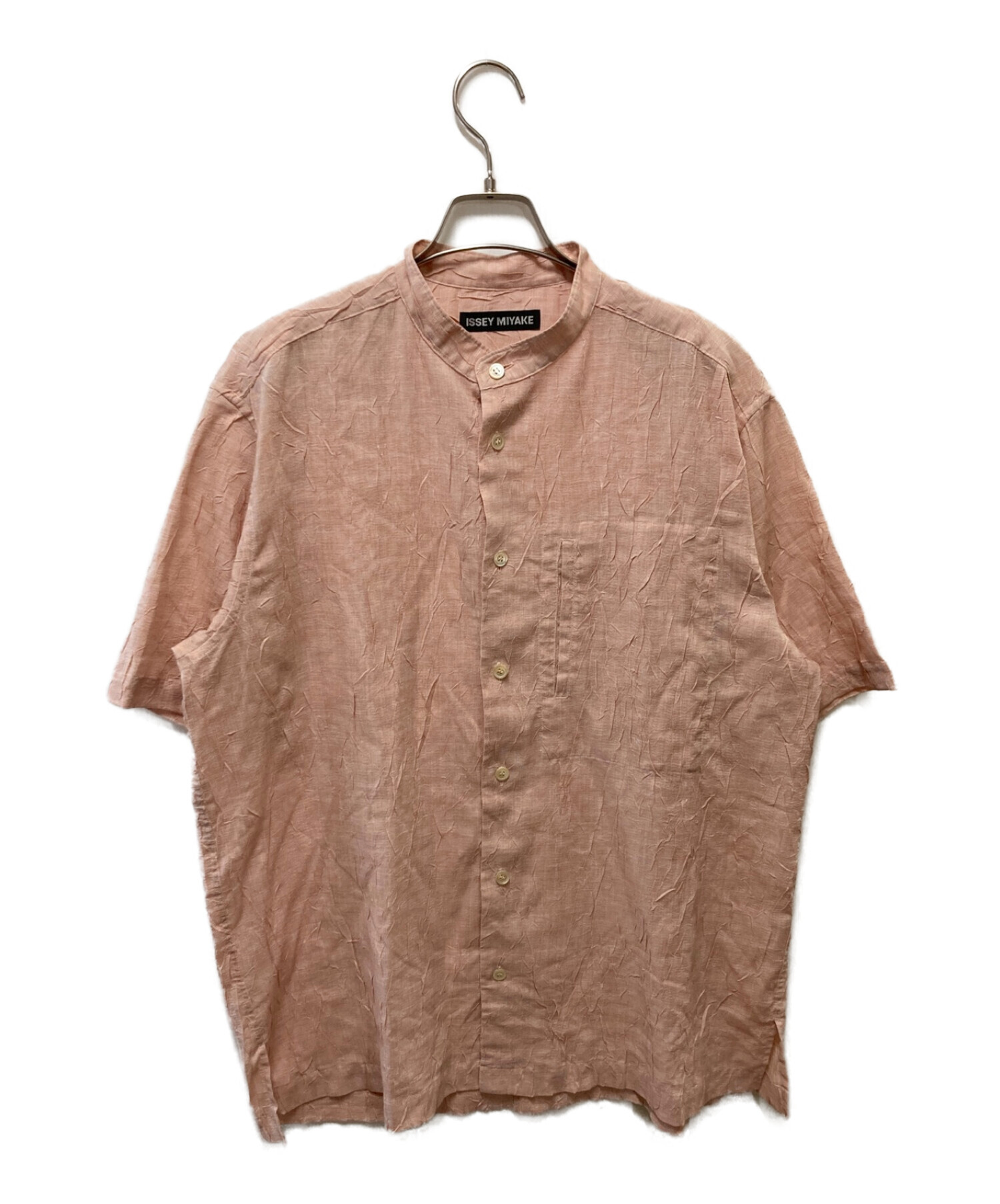 ISSEY MIYAKE (イッセイミヤケ) シワ加工半袖シャツ ピンク サイズ:3