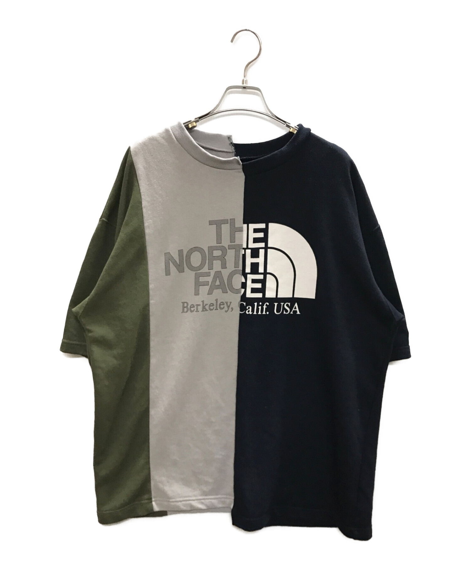 THE NORTHFACE PURPLELABEL (ザ・ノースフェイス パープルレーベル) アシンメトリーTシャツ ネイビー×グレー×カーキ  サイズ:L