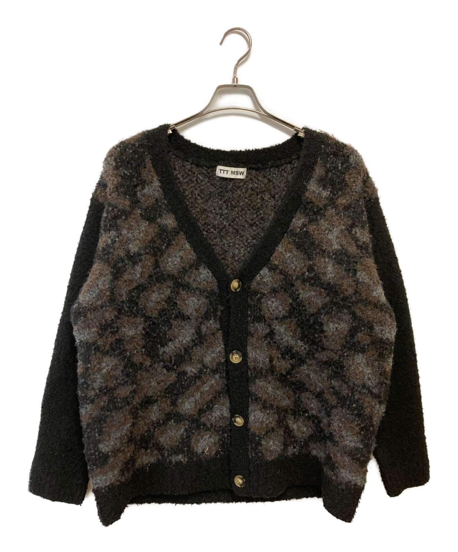 TTT MSW (ティーモダンストリートウェア) leopard knit cardigan ブラウン サイズ:M