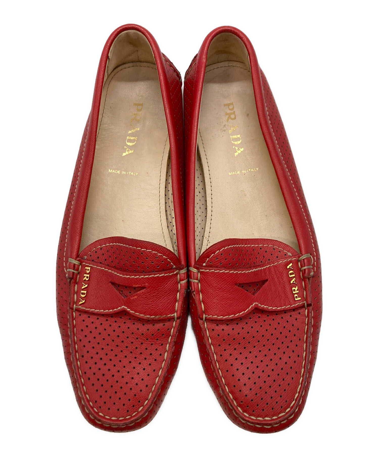 中古・古着通販】PRADA (プラダ) ドライビングシューズ レッド サイズ 