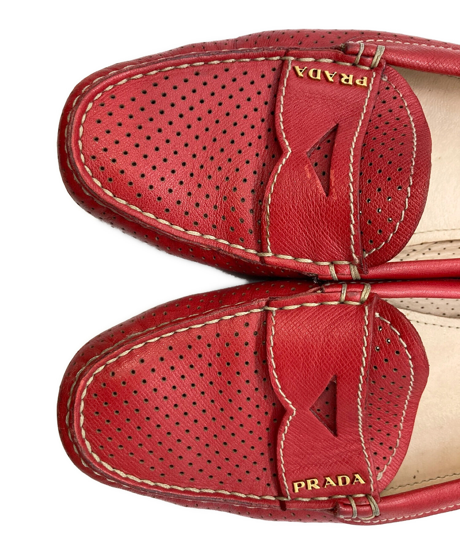 中古・古着通販】PRADA (プラダ) ドライビングシューズ レッド サイズ 