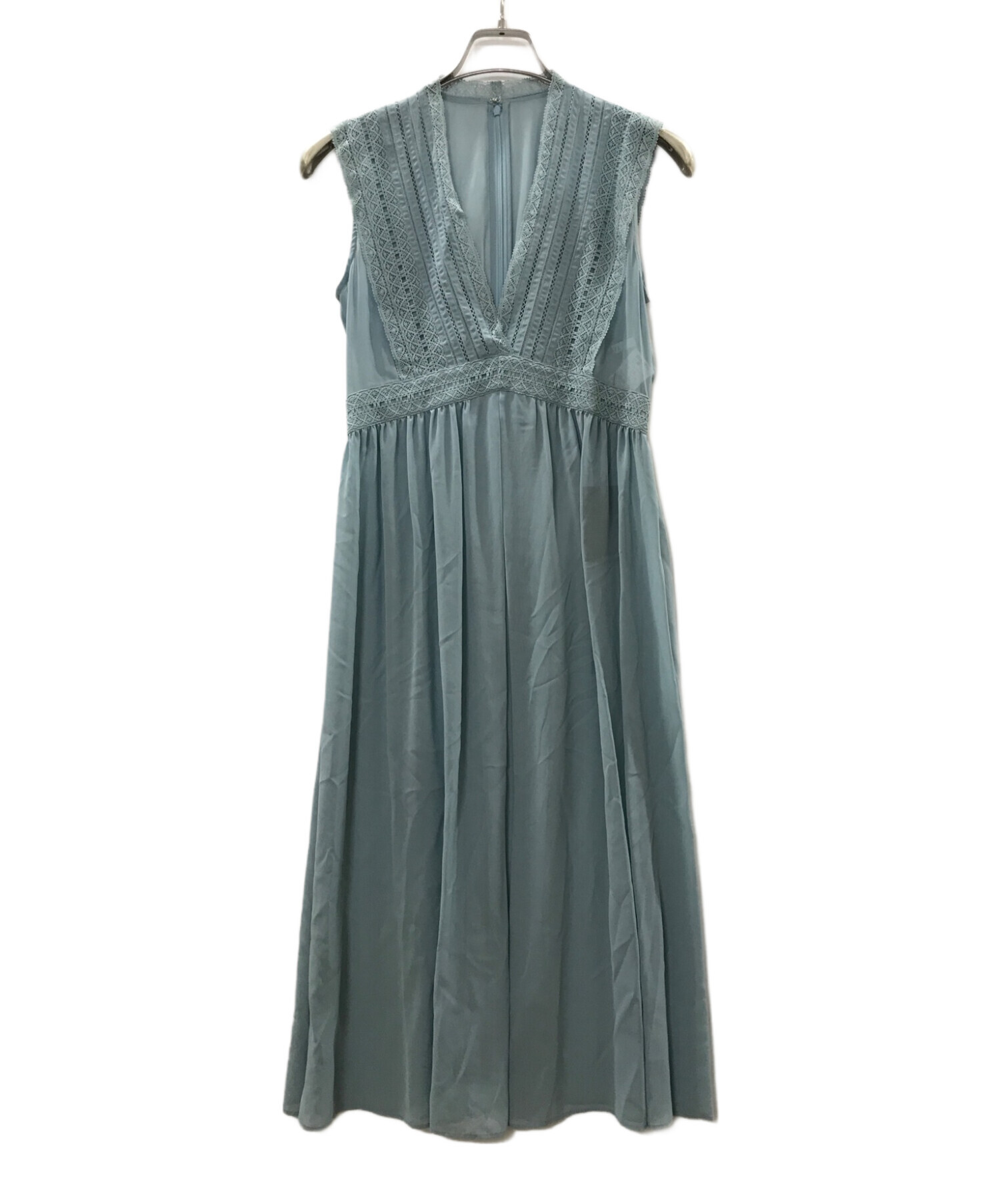 中古・古着通販】ANAYI (アナイ) ノースリーブレースワンピース ブルー  