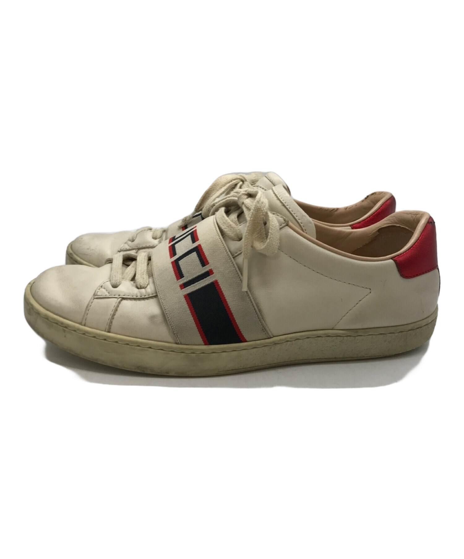中古・古着通販】GUCCI (グッチ) ストライプレザーローカット 