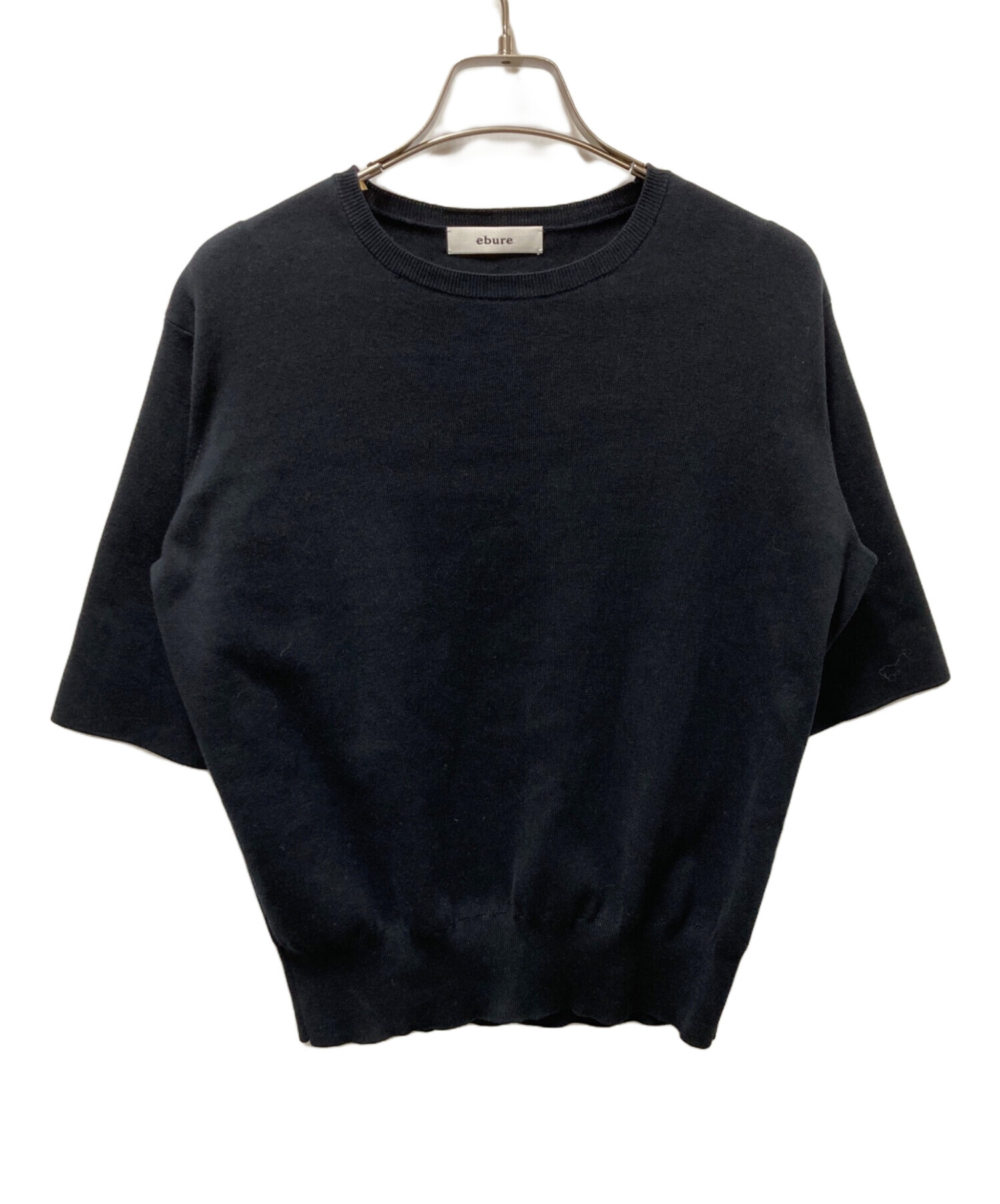 中古・古着通販】ebure (エブール) 半袖ニット ブラック サイズ:Free 