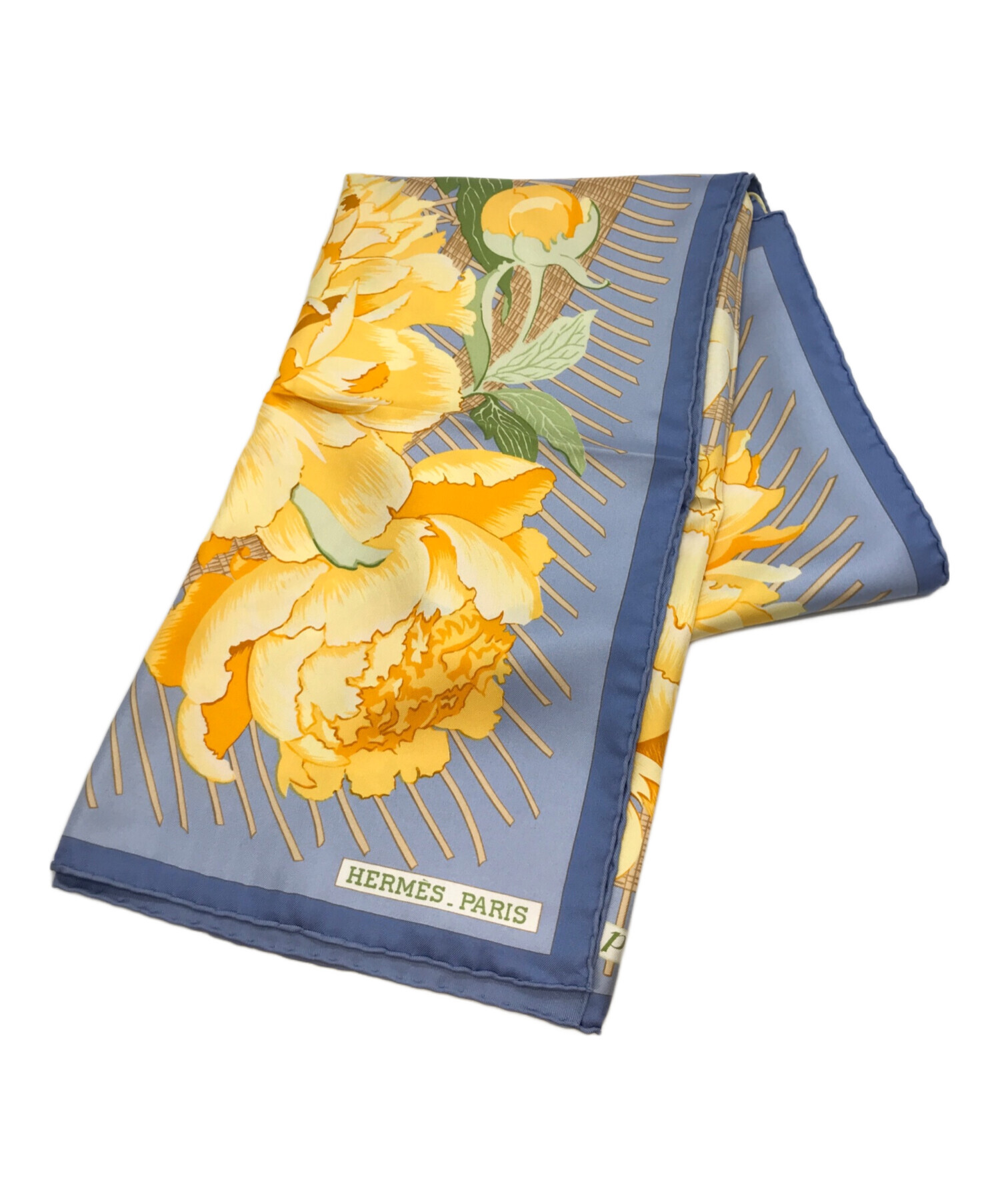 HERMES スカーフ カレ90 花柄 シルク Les 硬い Pivoines 芍薬