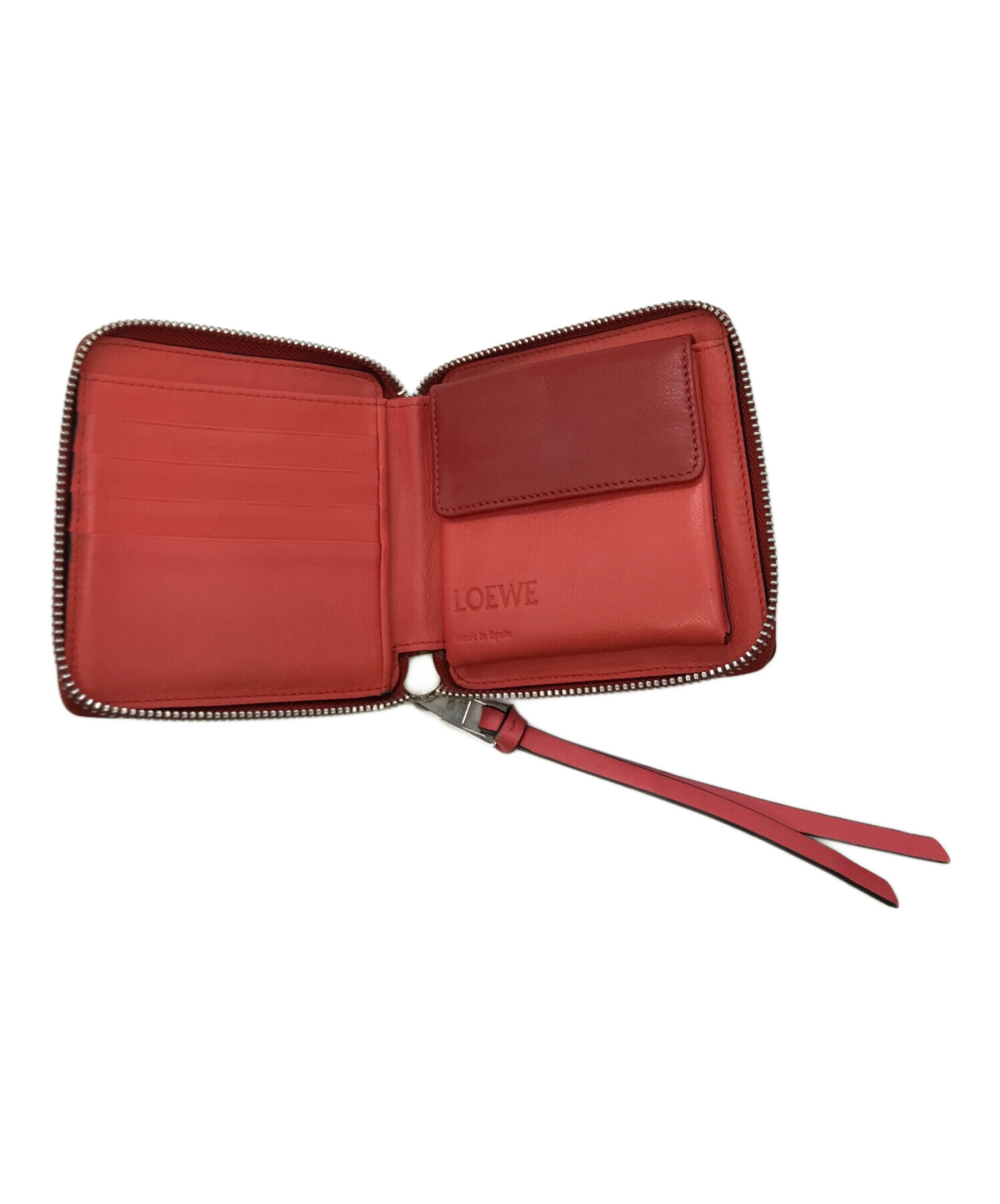 正規新古 ロエベLOEWE ロゴ文字 レザーマネークリップ 赤 財布  