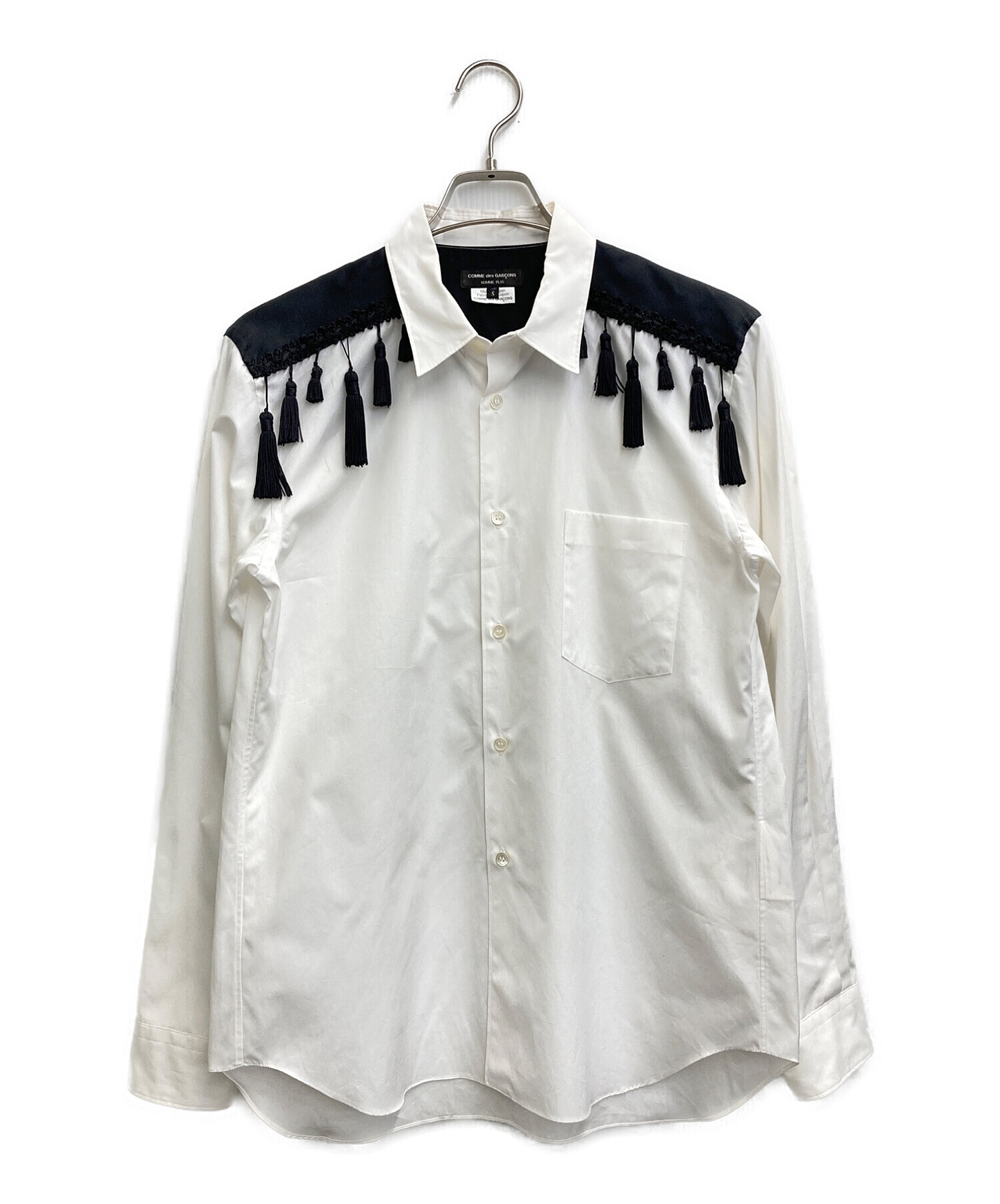 COMME des GARCONS HOMME PLUS (コムデギャルソンオムプリュス)) デザインシャツ ホワイト×ブラック サイズ:S