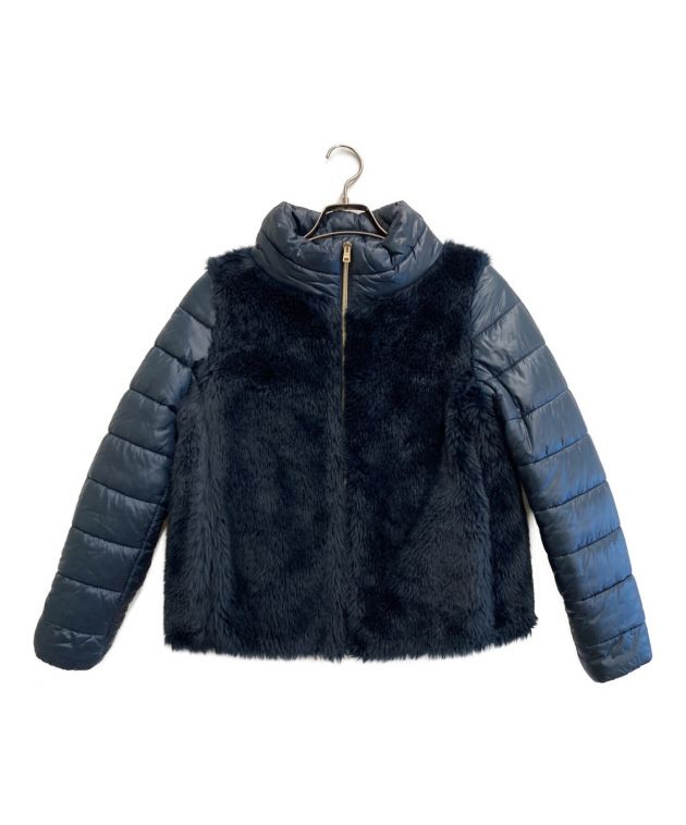 中古・古着通販】HERNO (ヘルノ) ファー切替中綿ジャケット ネイビー  