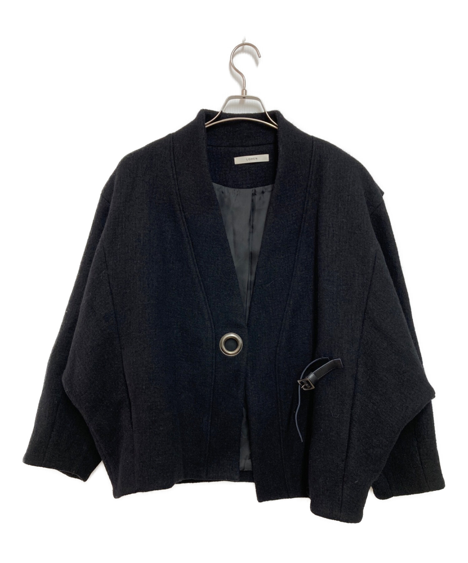 ローヘン レザーバックルショートコートグレー一回短時間着用