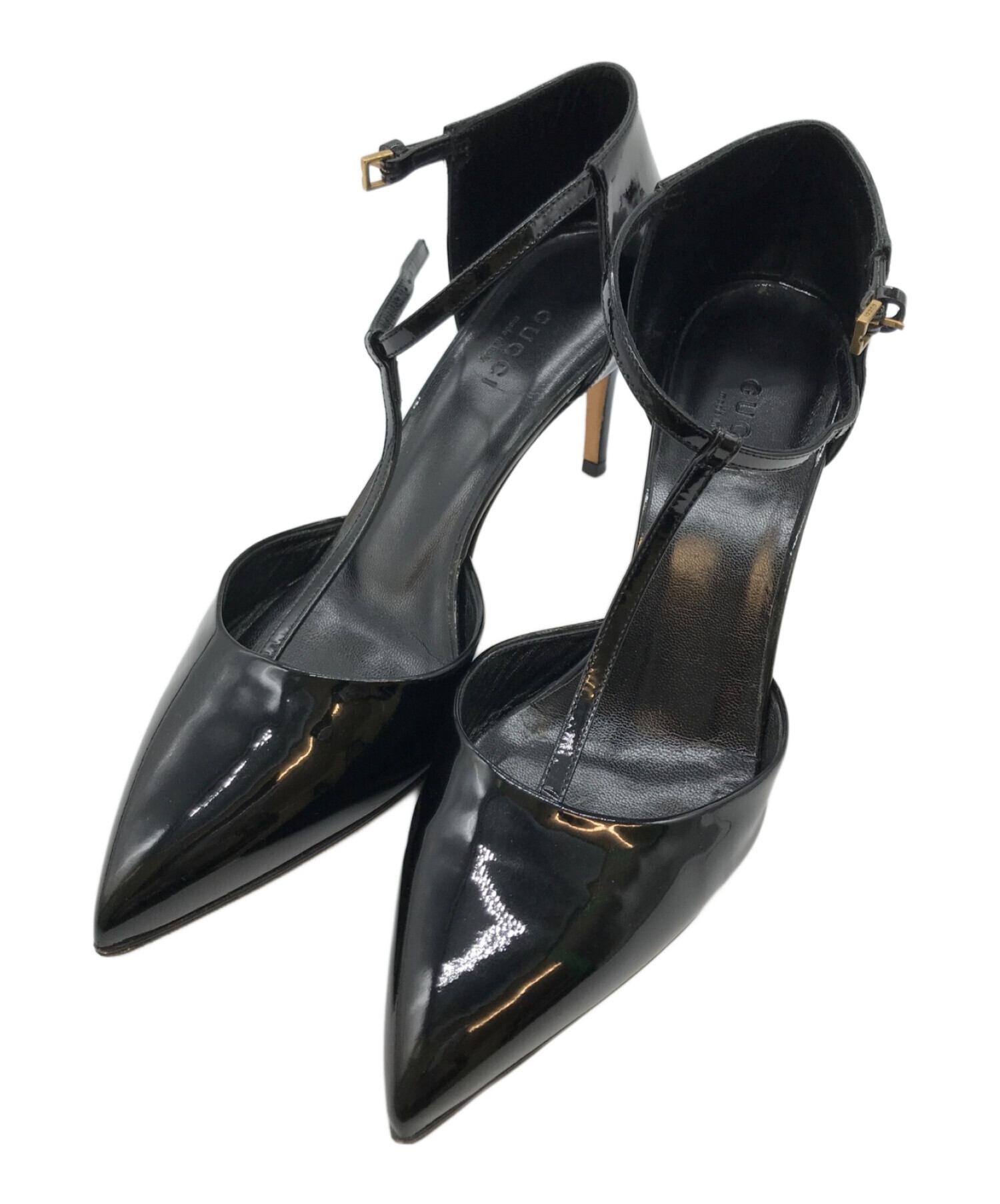 中古・古着通販】GUCCI (グッチ) エナメルヒールパンプス ブラック 