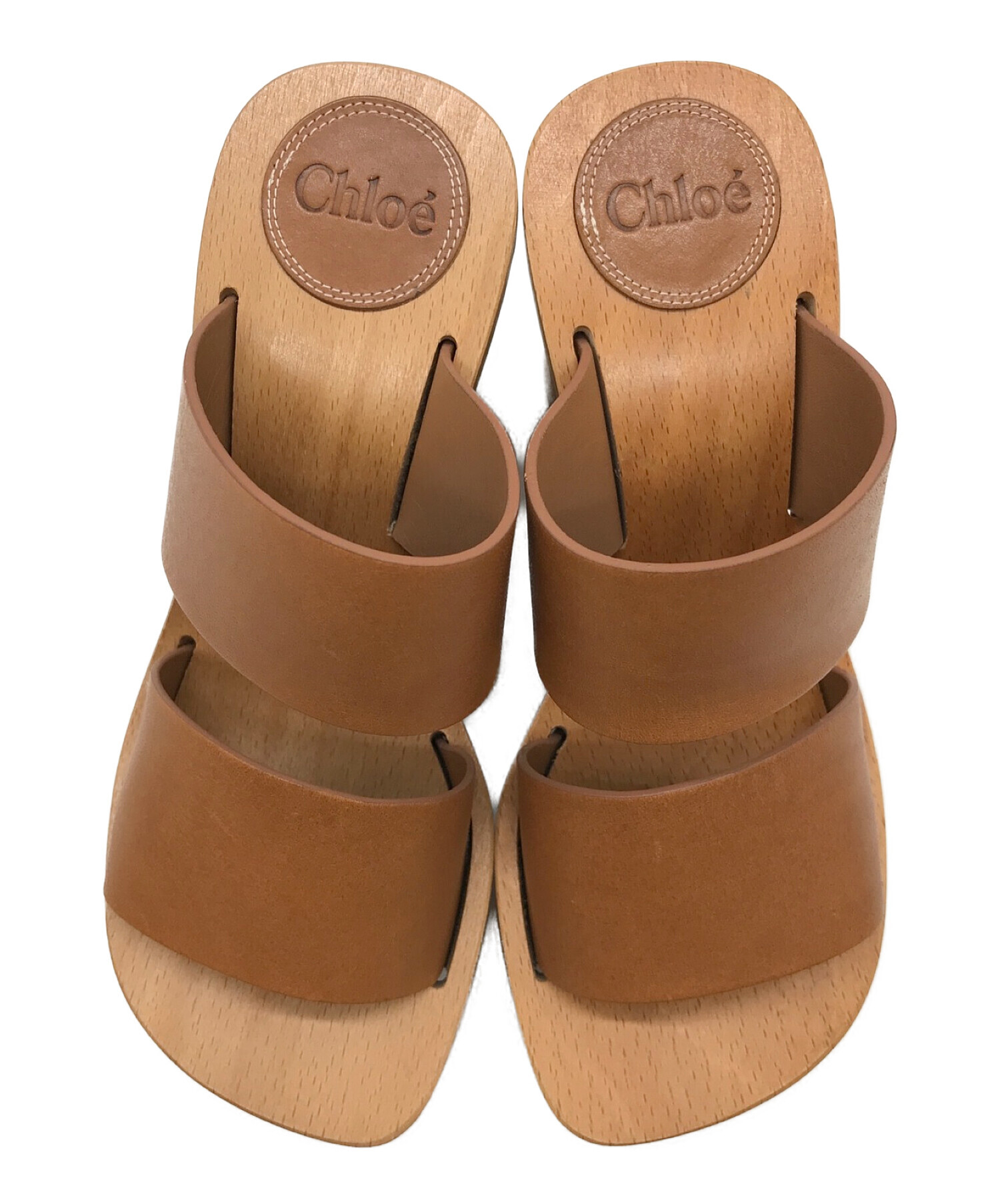 中古・古着通販】Chloe (クロエ) ウッドソールサンダル ベージュ 